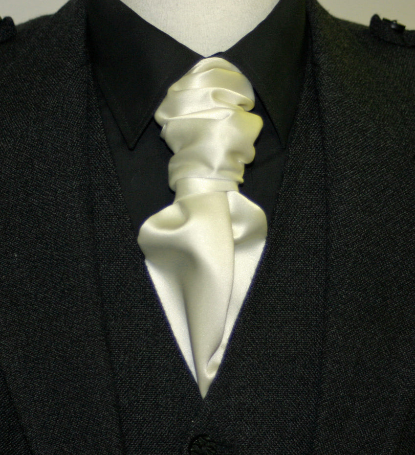Ivory Ruche Cravat Necktie - Elegant Silk Neckwear for Men | Perfect for Weddings, Business Meetings & Formal Events