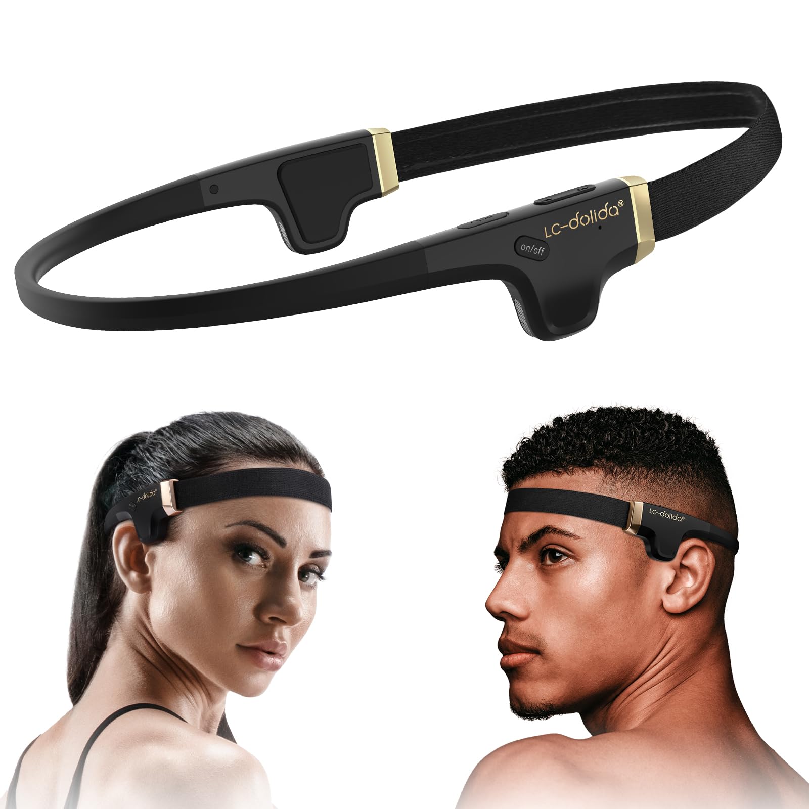 LC-dolida Open Ear Wireless Bluetooth Headphones - Sport Headband Headphones with Premium Sound, Air Conduction Technology for Running, Workout, Cycling & Outdoor Activities