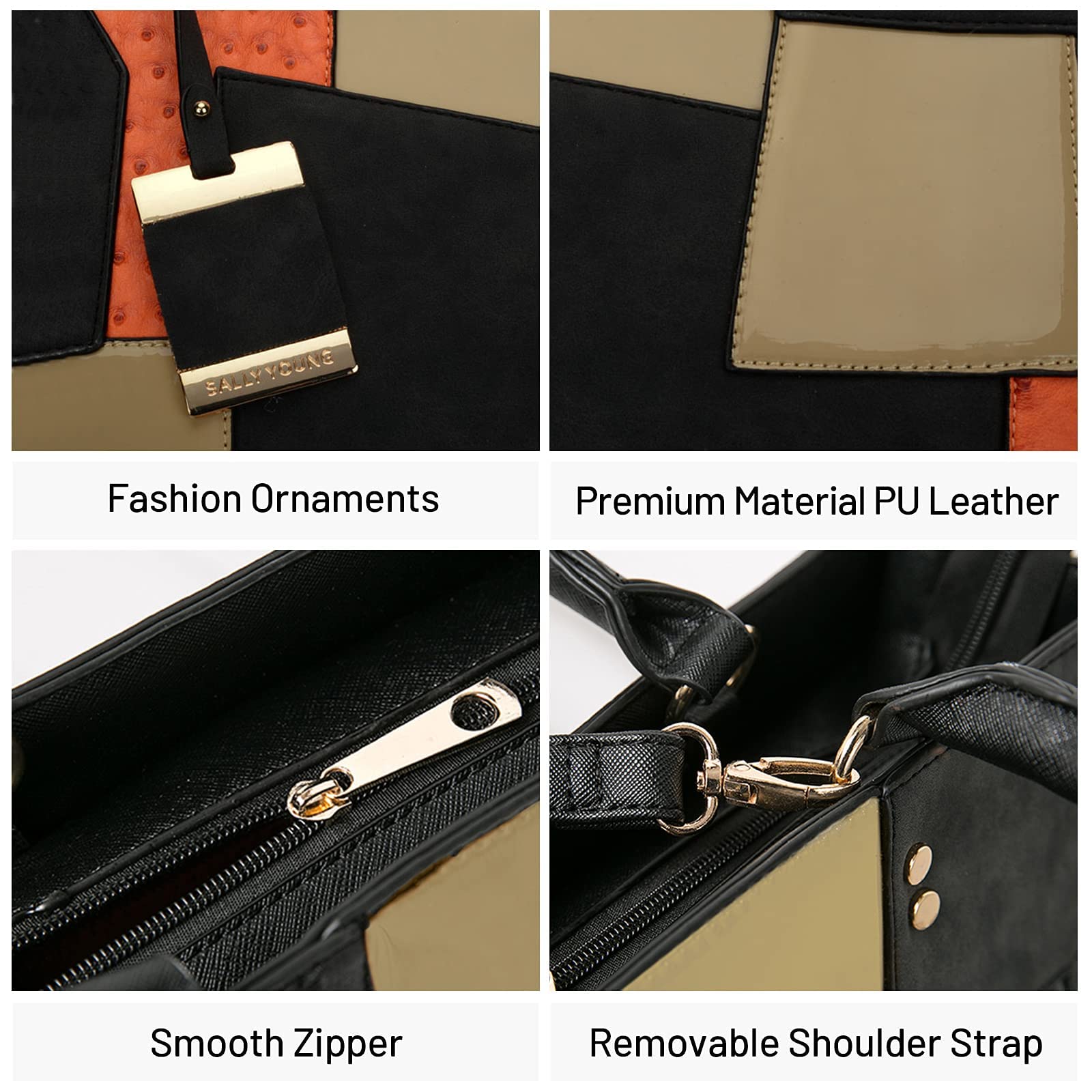 DIRRONA Women's PU Leather Crossbody Shoulder Bag - Large Tote Handbag with Contrasting Color Design (Brown) | Perfect for Work, Travel & Everyday Use