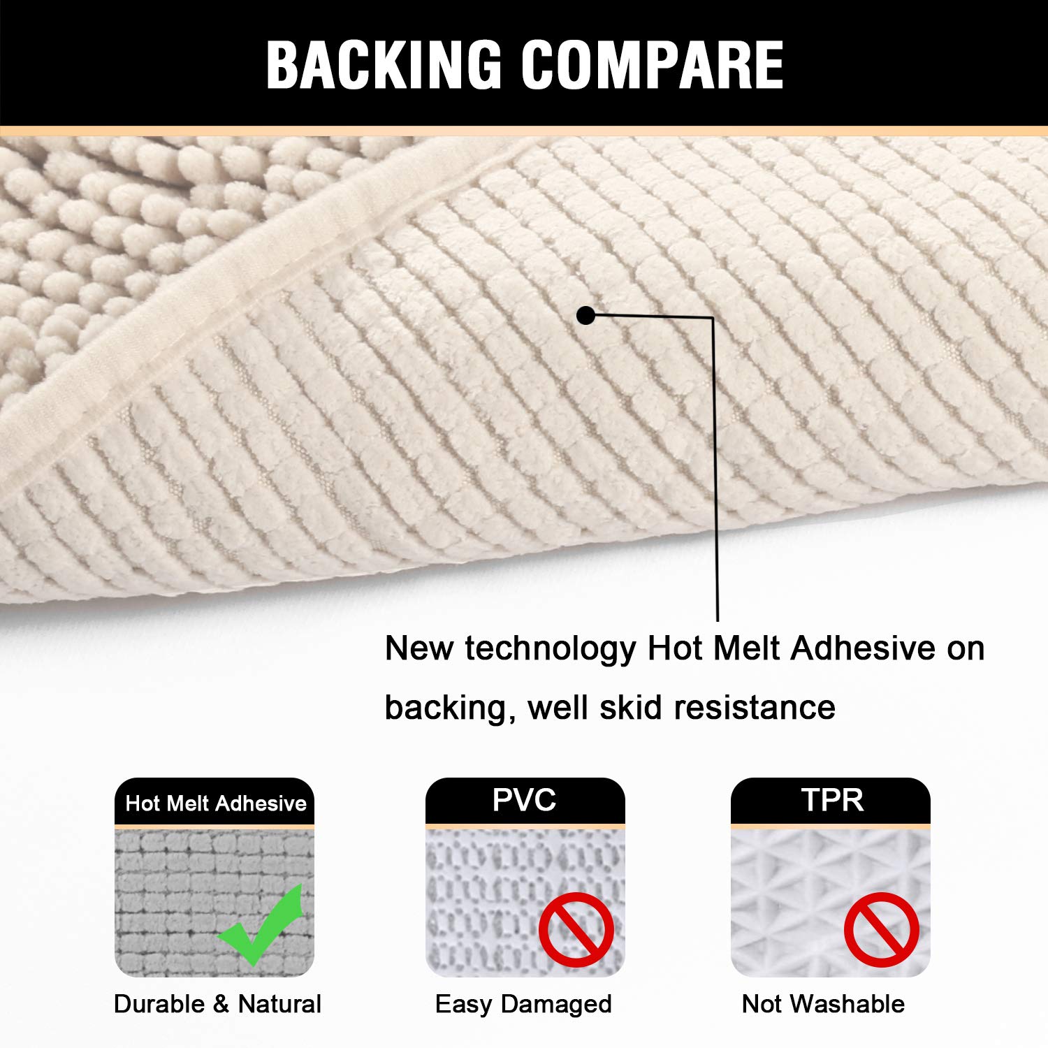 H.VERSAILTEX Non-Slip Chenille Bath Mat 17