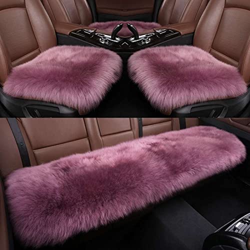 Premium Genuine Sheepskin Car Seat Covers - Soft Long Wool Luxury Front Seat Cushions for SUV, Jeep, Truck & Office Chairs (3-Piece Set, Pansy Purple & Carbon Grey) | Ultimate Comfort for Winter Driving & Home Office Use