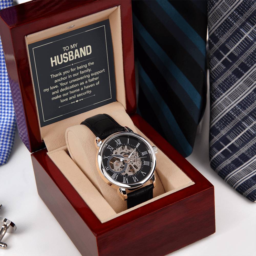 Elegant Openwork Watch for Men - Perfect Gift for Husband from Wife - Ideal for Anniversaries, Birthdays & Special Occasions