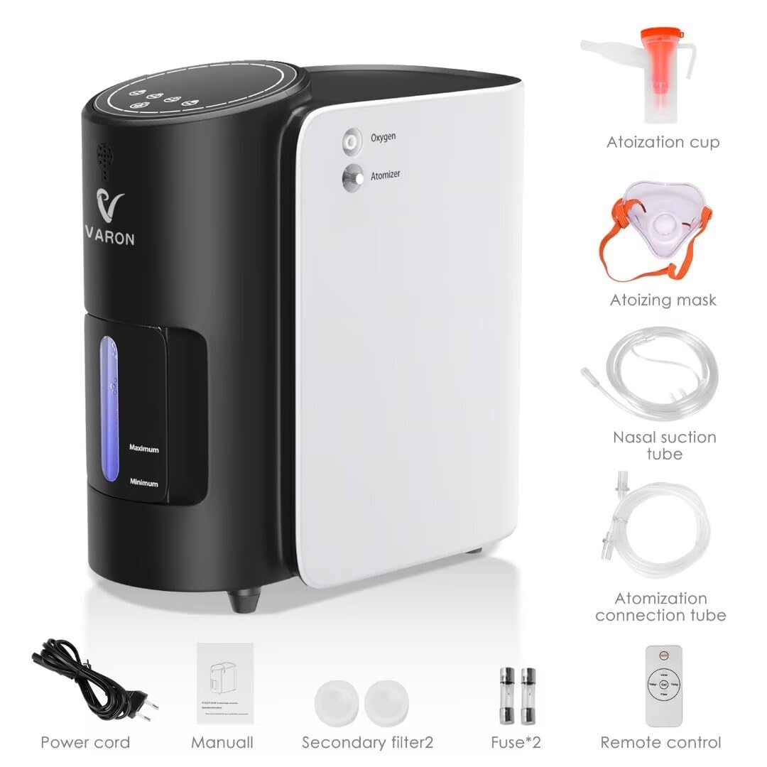 1-7L Portable Oxygen Concentrator for Home Use - Timer Function & Complete Accessories Set - Ideal for Travel, Sleep Apnea & Respiratory Therapy
