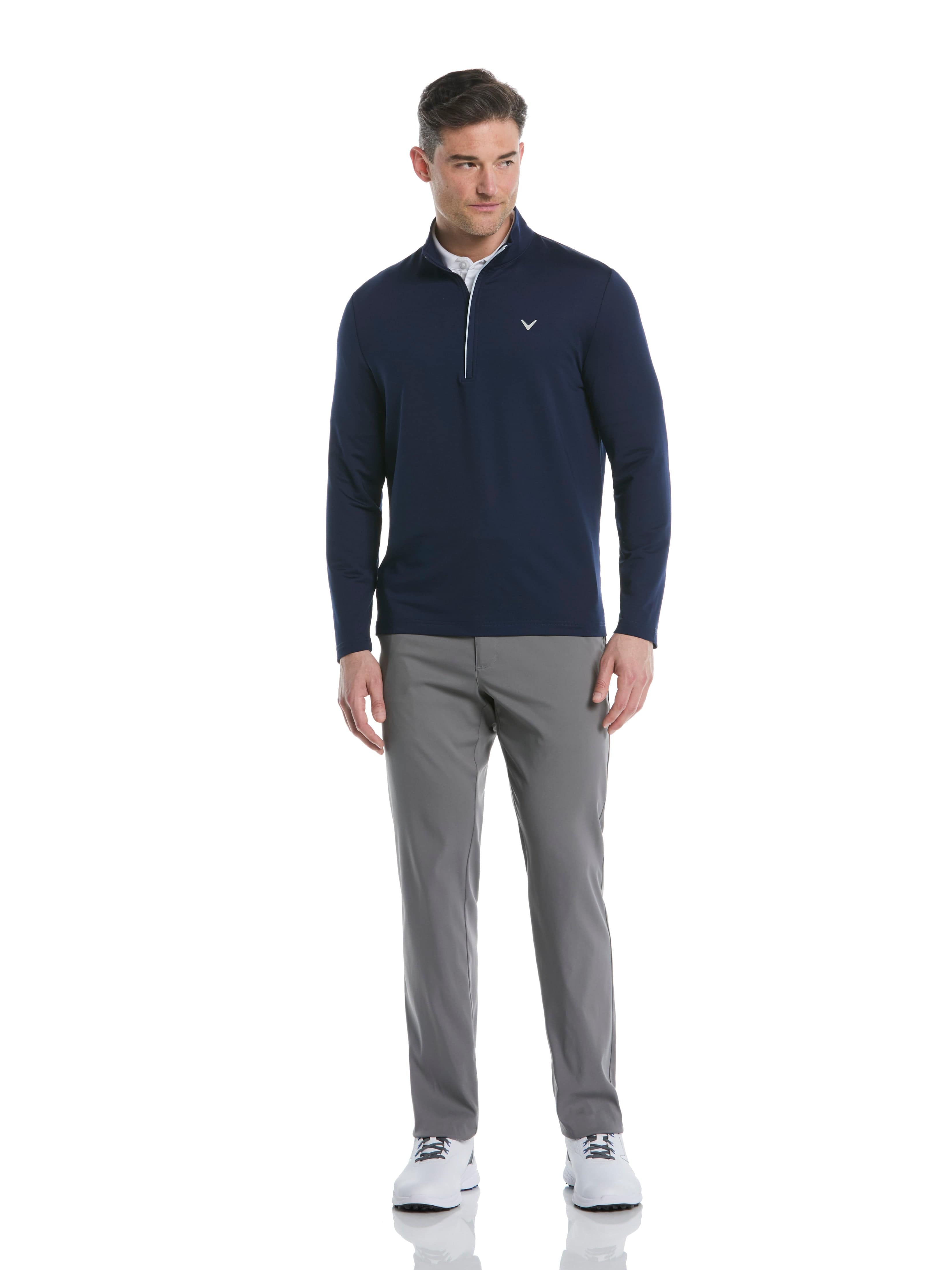 Men's Solid Color 1/4 Zip Pullover Sweatshirt - Lightweight Casual Knit Top for Outdoor Activities & Layering