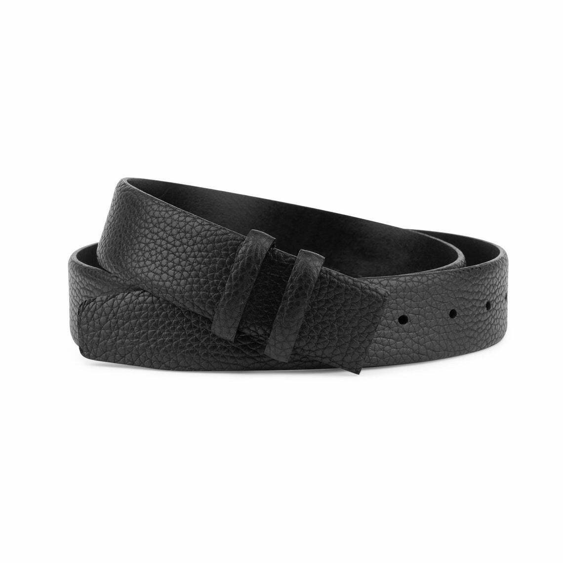 Black Soft Leather Belt for Men - 35mm Pebbled Calfskin Strap with Dunhill Buckle | Premium Dress & Casual Belt for Office, Business & Everyday Wear