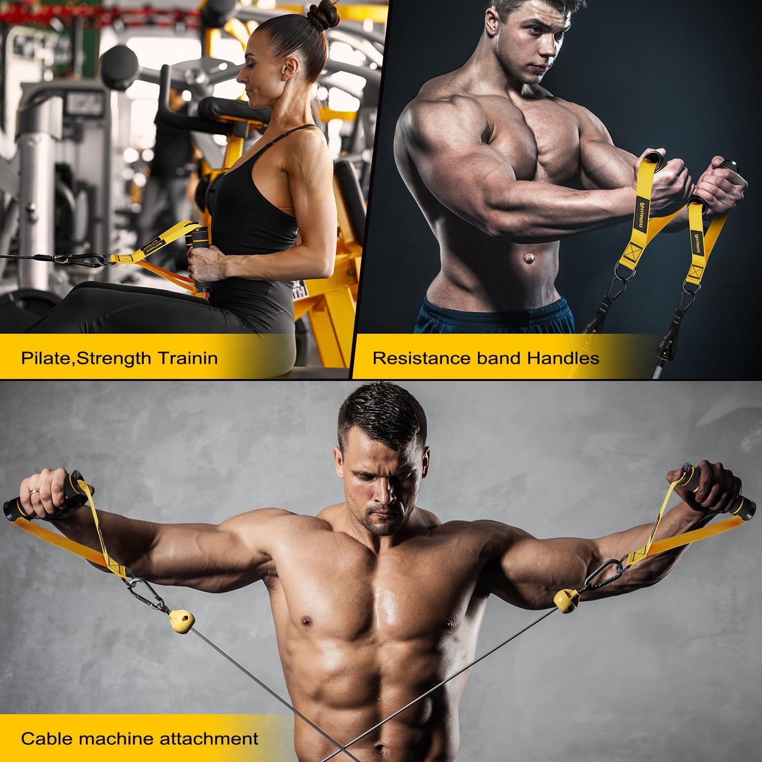 Heavy Duty Gym Cable Attachments - Workout Equipment for Strength Training, Resistance Bands Handles & Machine Grip Accessories - Perfect for Home Gym & Weight Lifting (Men & Women) - Ideal for CrossFit, Bodybuilding & Functional Training