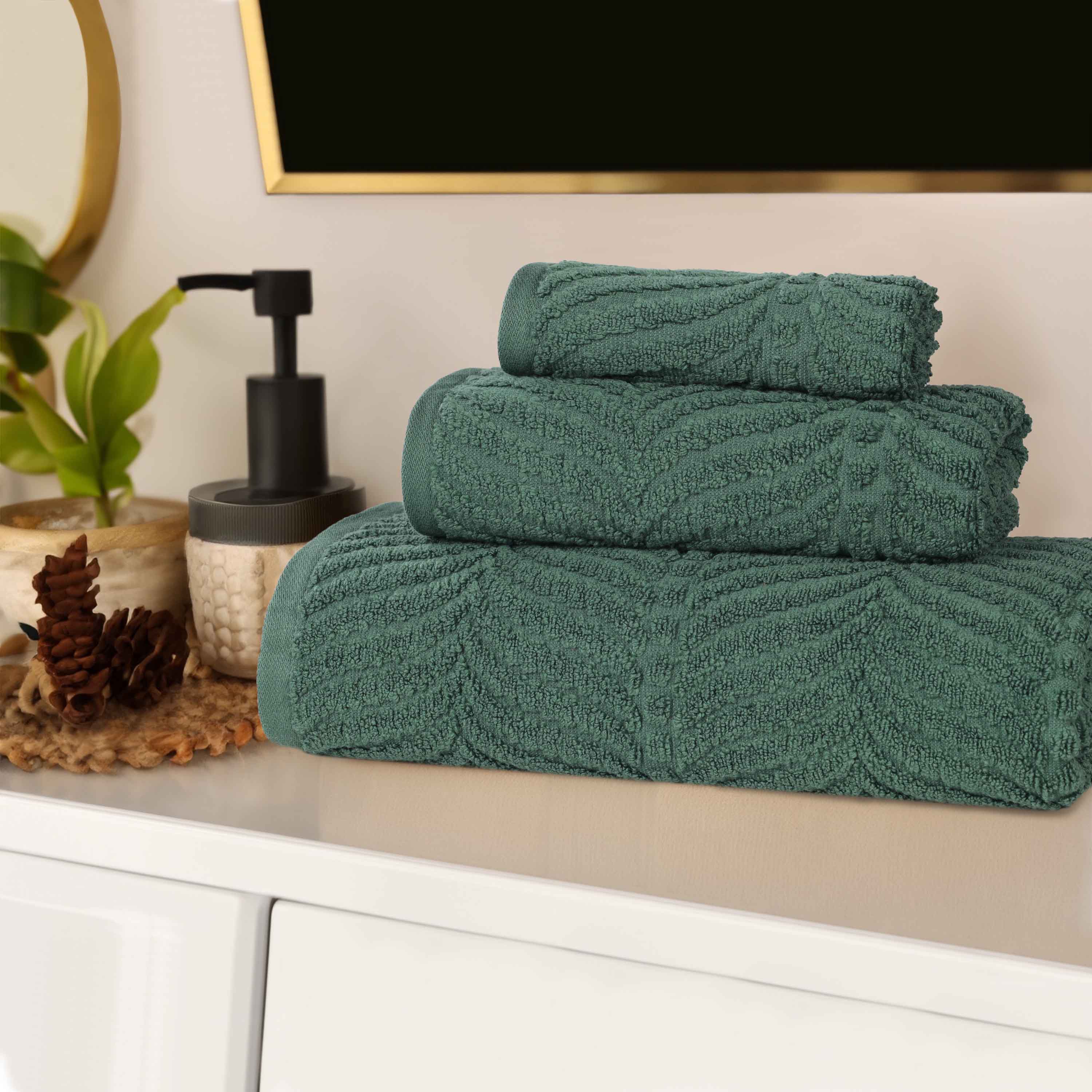 Premium Zero Twist Cotton Jacquard Towel Set - 3 Piece Luxury Bath Towels with Elegant Chevron Pattern for Spa, Bathroom & Guest Use