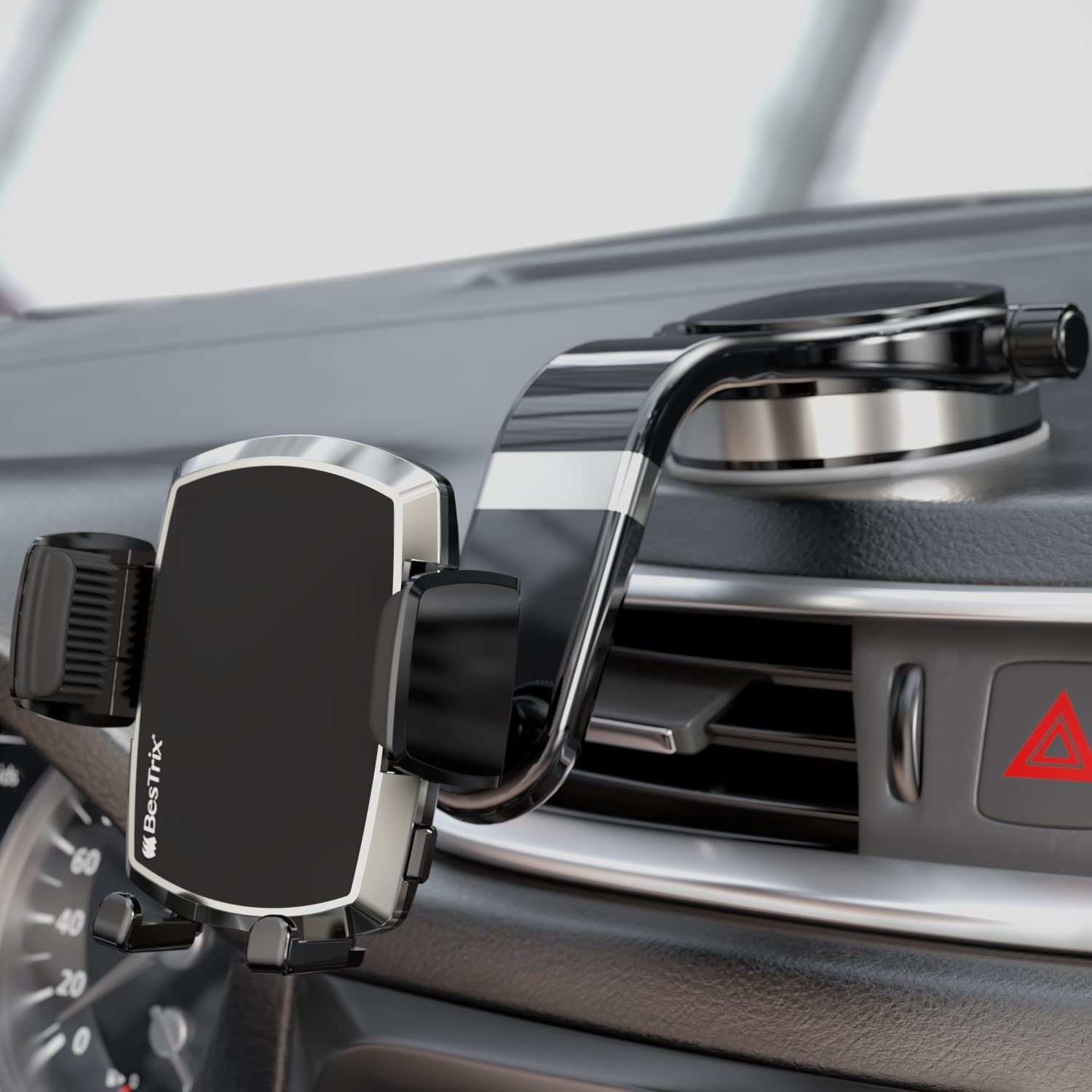 Bestrix Magnetic Car Phone Holder - Universal Smartphone Mount for iPhone 14/13/12/Xr/Xs/X & Galaxy S22 - Strong Black Magnetic Phone Stand for Safe Driving & Hands-Free Navigation