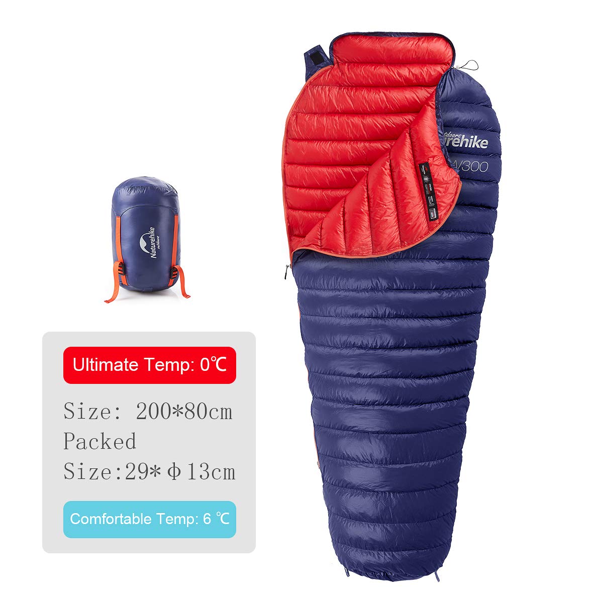 Naturehike 0 Degree Mummy Goose Down Sleeping Bag - Ultra Lightweight & Compact for Adults - Perfect for Winter Camping, Hiking, Backpacking & Extreme Cold Weather Adventures