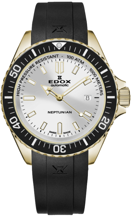 Edox Neptunian Automatic 80120 37JCA AID Men's Luxury Dive Watch - 200M Water Resistant, Swiss Movement, Stainless Steel Case & Bracelet - Perfect for Scuba Diving, Swimming & Everyday Wear