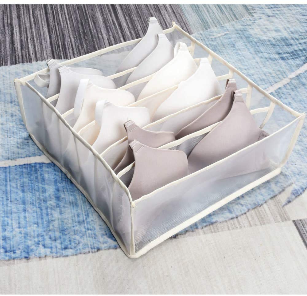 BEDAZE 3 Pack Underwear Organizer Drawer Divider - Foldable Closet Storage Box for Socks, Bras & Underwear | Space Saving Home Organization Solution for Bedroom & Dresser