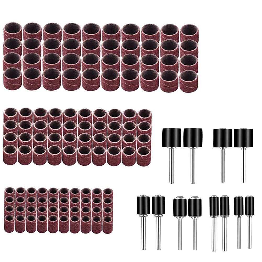 132-Piece Drum Sander Kit with Aluminum Oxide Sanding Sleeves & Mandrels - Professional Nail Art & Woodworking Abrasive Accessories for Home DIY Projects & Craft Polishing