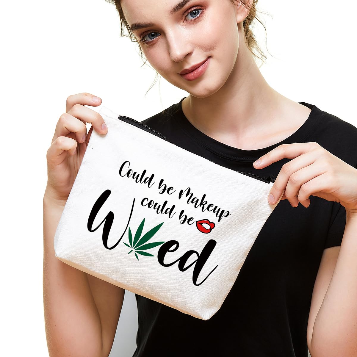 Fokongna Funny Makeup Bag - Weed Design Cosmetic Organizer for Women, Best Friend Gag Gift, Sister Travel Toiletry Case for Birthday & Christmas, Perfect for Daily Use & Travel Accessories
