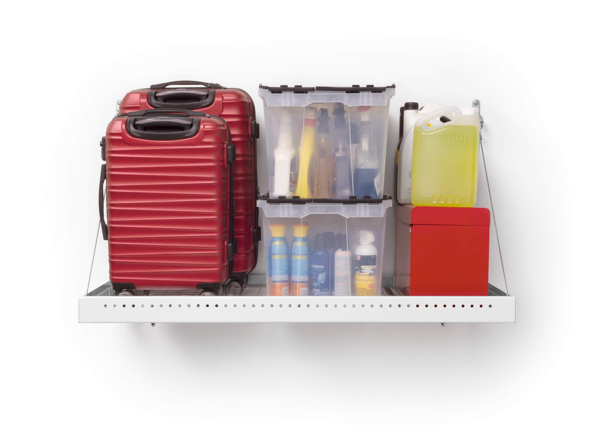 NewAge Products Pro Series 2' x 4' White Wall Mounted Steel Shelf - Heavy Duty Garage Storage for Overhead Organization - Perfect for Garage, Basement, Workshop & Utility Room Storage Solutions