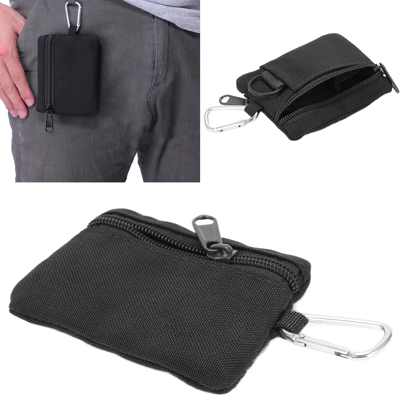 Tactical MOLLE Pouch Wallet - Mini Portable Key Card Holder with Carabiner Clip for Outdoor EDC Gear (Black) | Perfect for Hiking, Camping & Everyday Carry Essentials