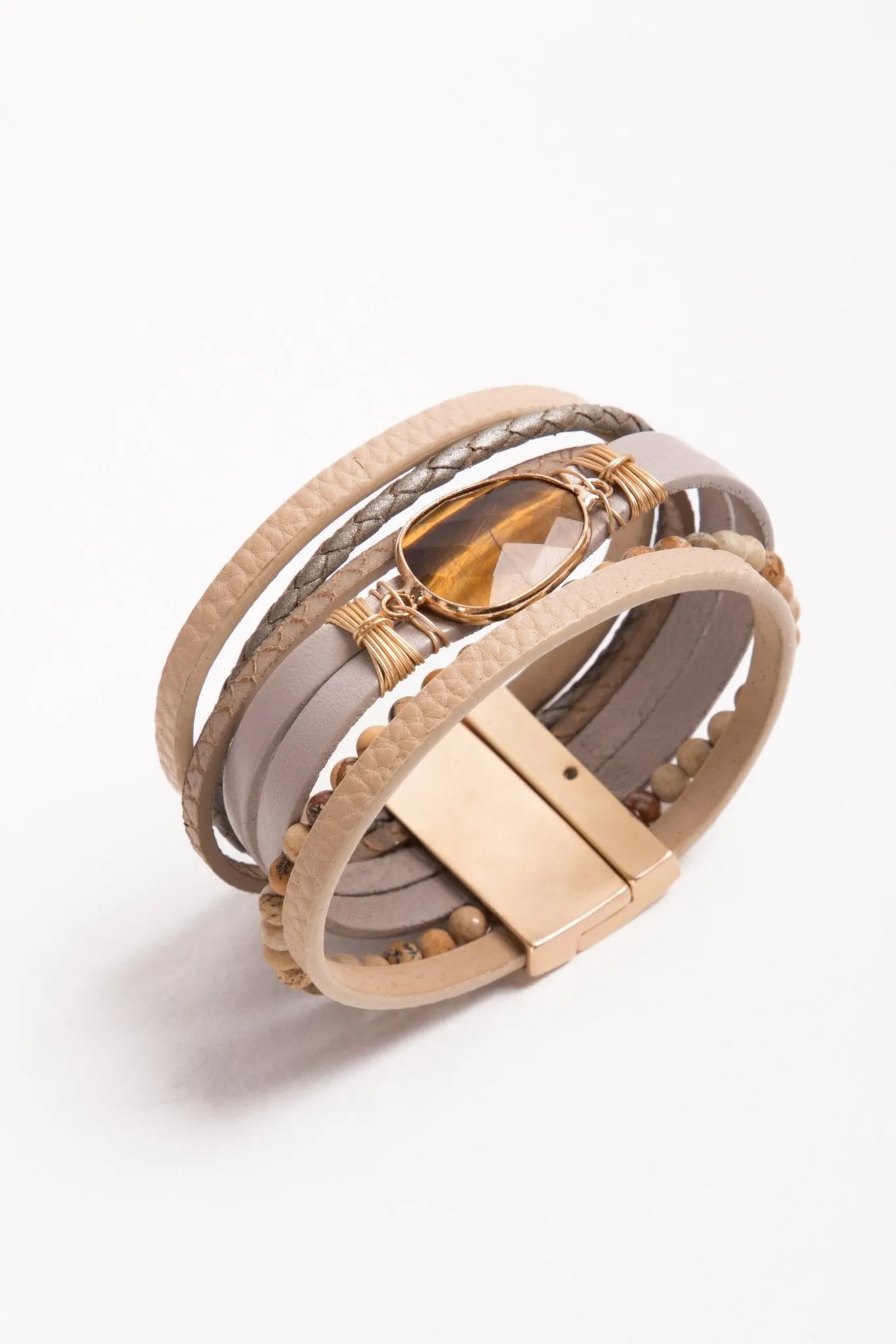 Hollis Beaded Leather Bracelet for Women - Handmade Boho Chic Adjustable Wrap Bracelet - Perfect for Casual Wear, Festivals & Gifts