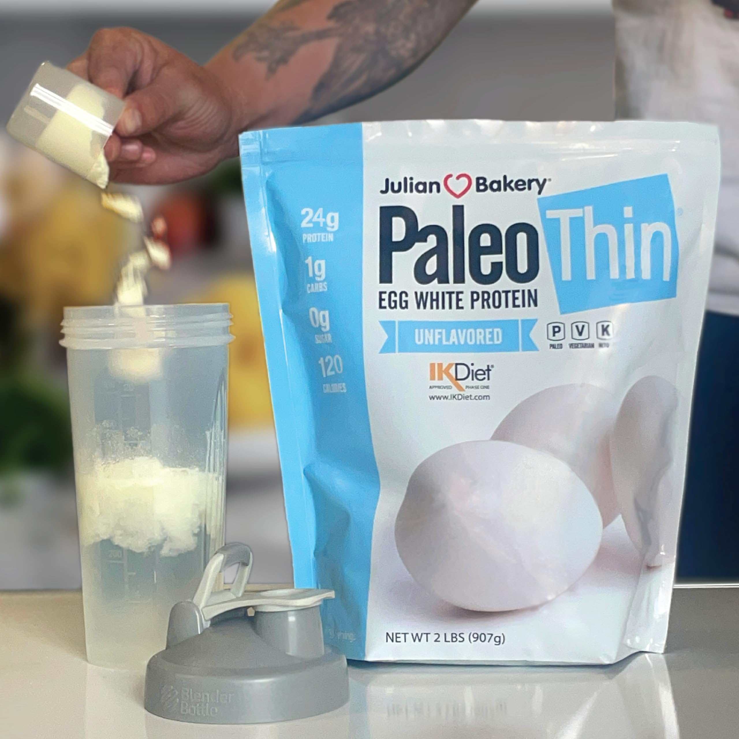 Julian Bakery Paleo Thin Protein Powder - Egg White, Unflavored, 25g Protein, Soy-Free, GMO-Free, 4 LBS (60 Servings) 2 Pack | Ideal for Keto Diet, Post-Workout Recovery & Healthy Baking
