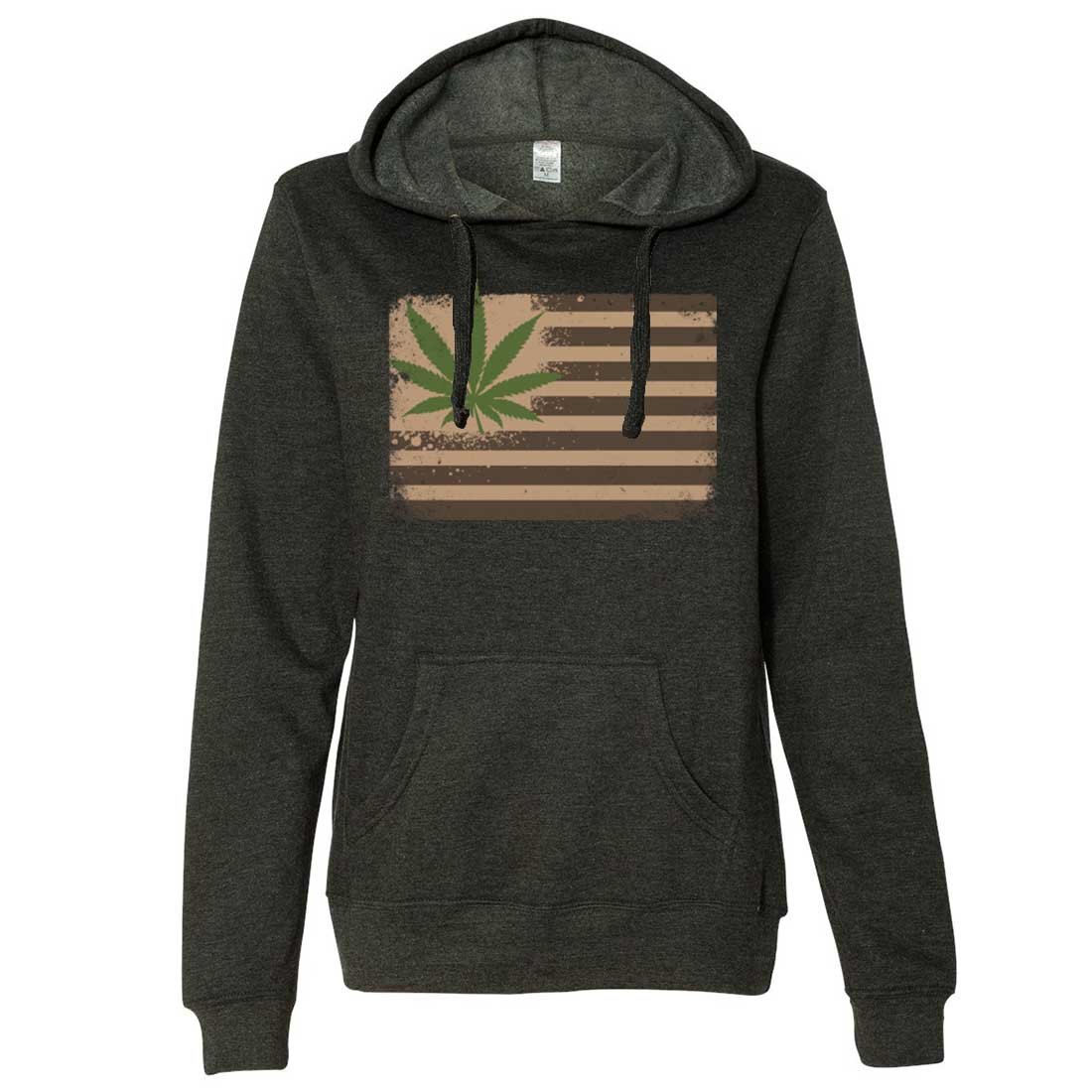 Pot Leaf Hemp Flag USA Women's Lightweight Fitted Hoodie - Dolphin Shirt Co | Stylish & Comfortable for Festivals, Beach Outings & Casual Wear