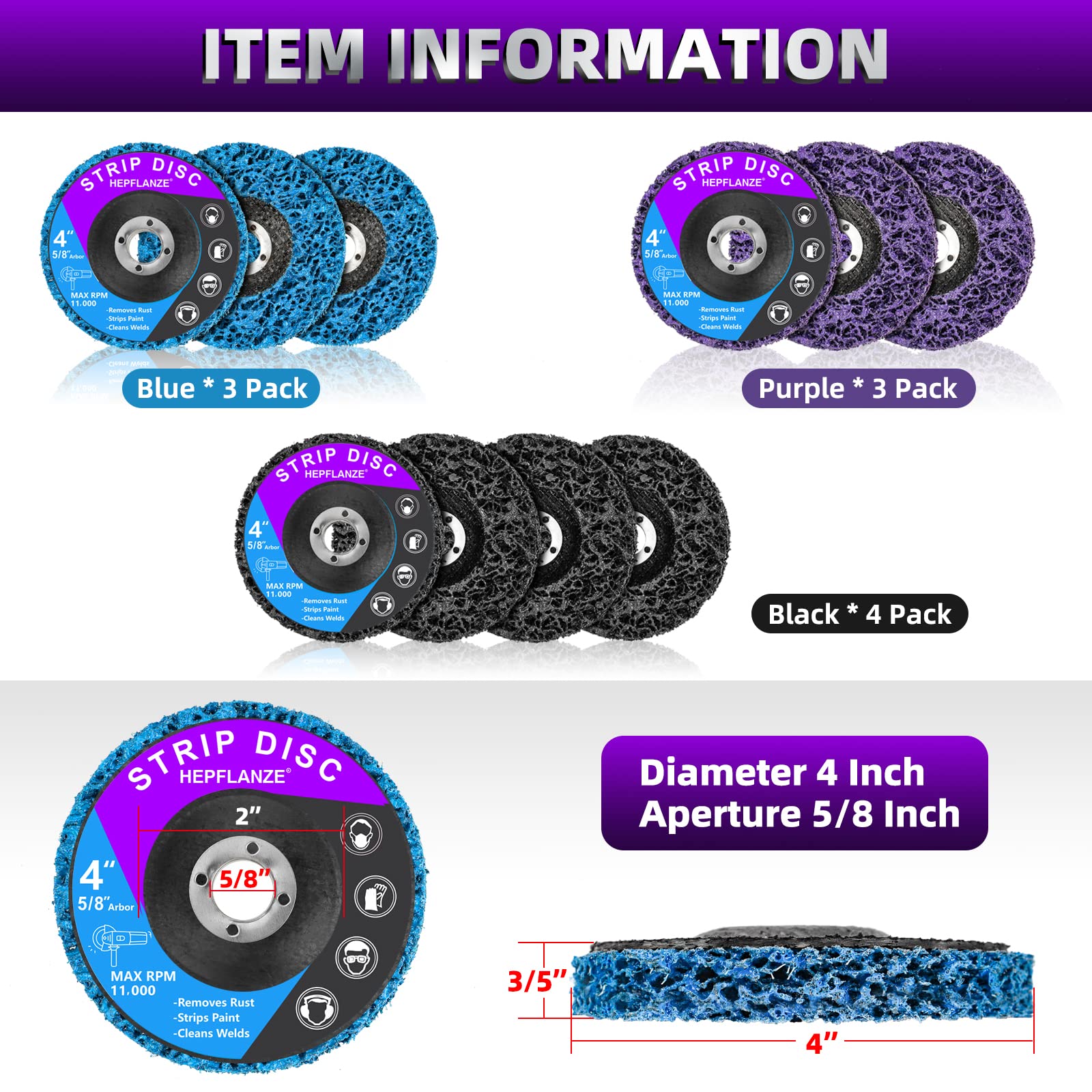 10 Pack 4 Inch Strip Discs for Angle Grinder - Heavy Duty Stripping Wheel for Removing Paint, Rust, Coatings & Welds on Metal & Wood (4