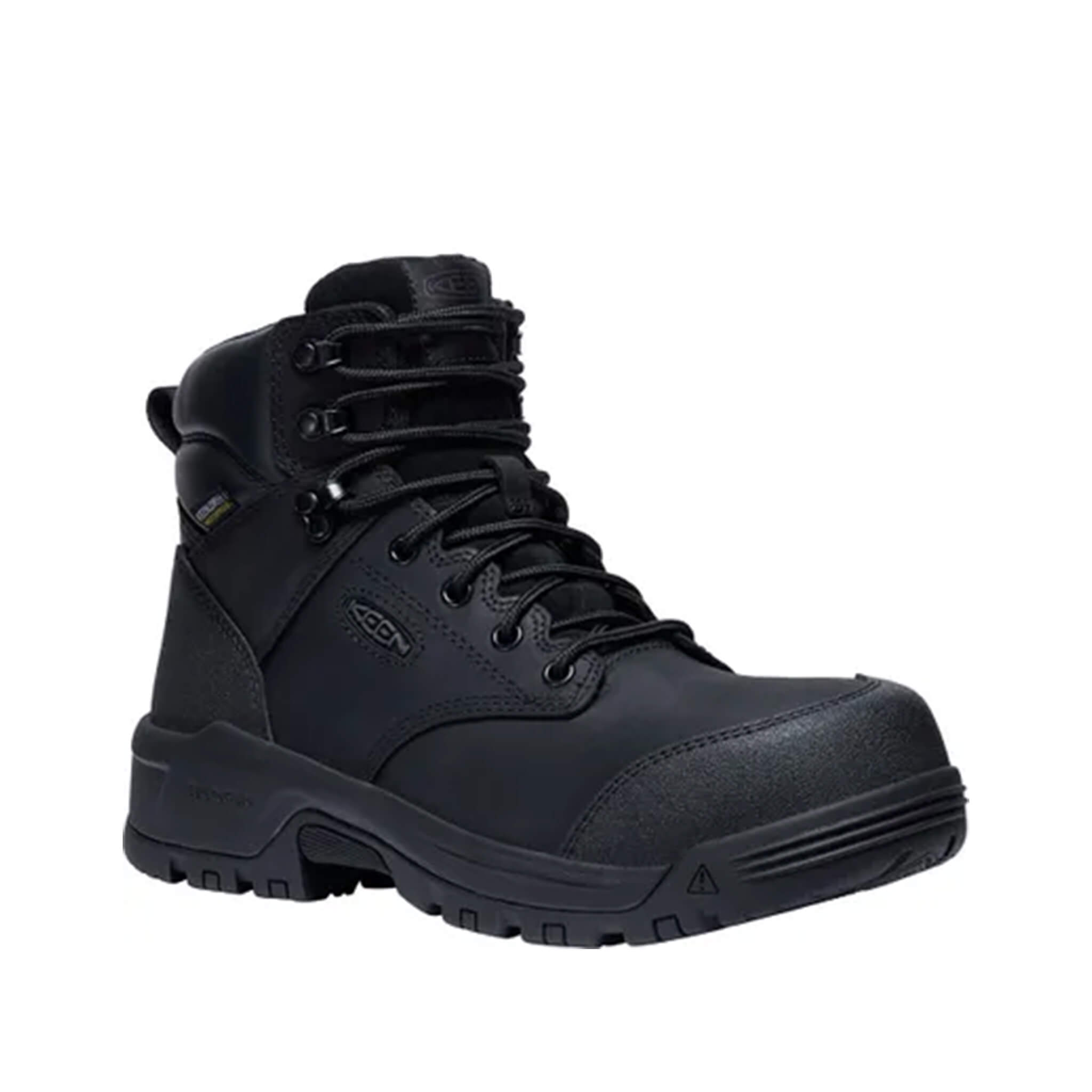 Keen Evanston 6-Inch Carbon Toe Waterproof Work Boots for Men - Black Safety Shoes for Construction, Hiking & Outdoor Work