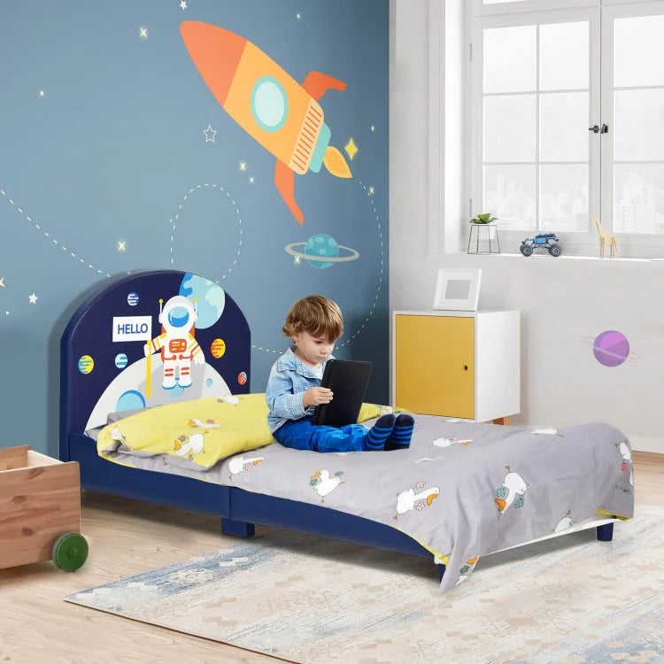 Kids Upholstered Platform Bed with Headboard and Footboard - Twin/Full/Queen Size Upholstered Bed Frame for Boys & Girls - Perfect for Bedroom, Nursery, or Guest Room
