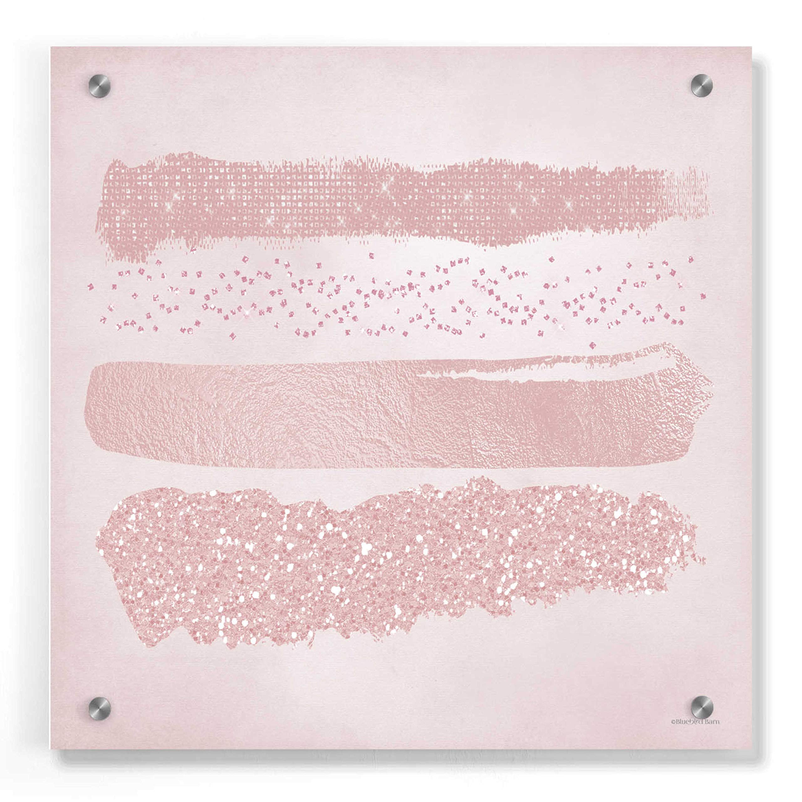 Bluebird Barn 'Pink Glitter II' Acrylic Glass Wall Art - 36x36 Inches Modern Abstract Painting for Living Room, Bedroom & Office Decor