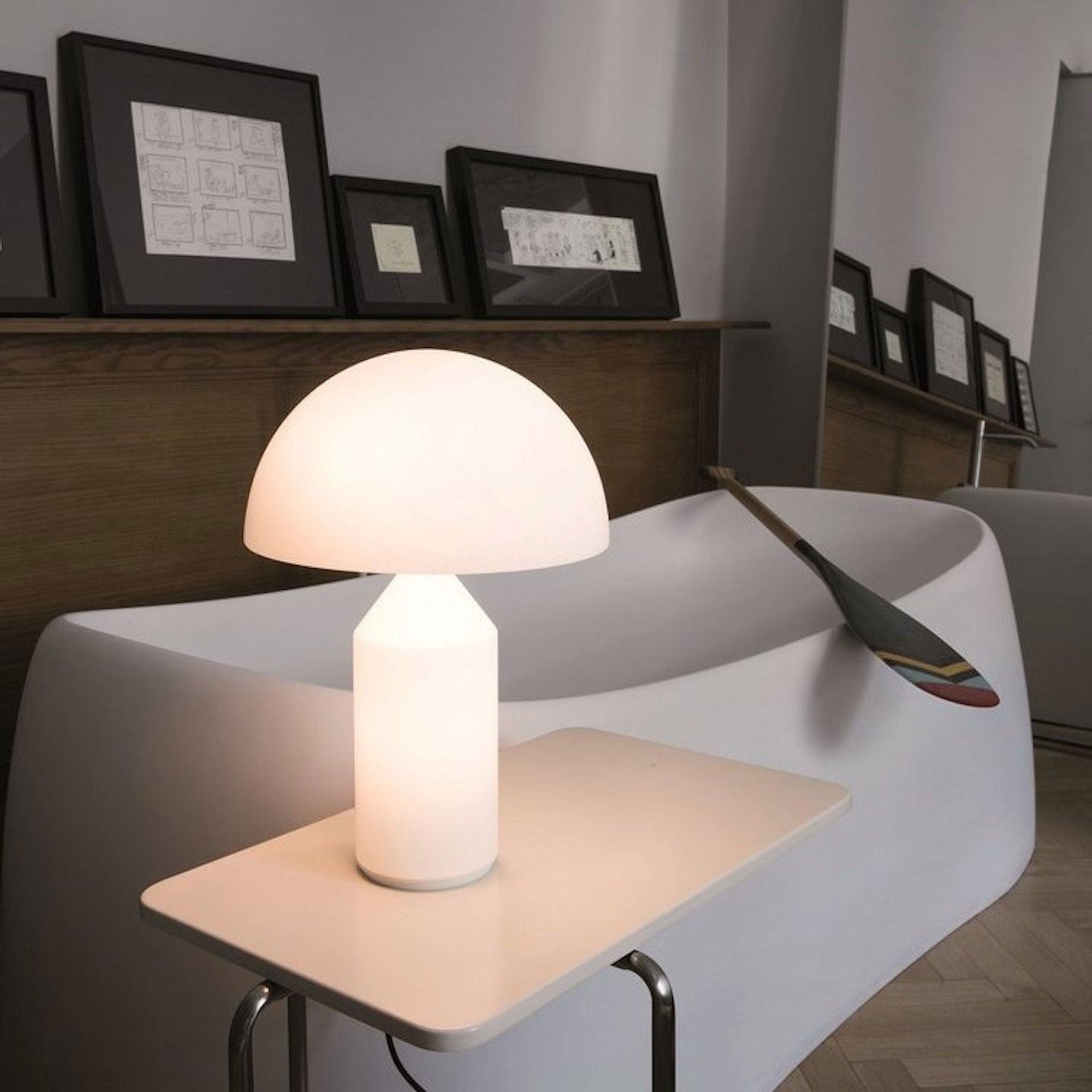 Atollo Glass Table Lamp - Modern LED Nightstand Lamp for Bedroom, Living Room & Office - Elegant Home Decor Lighting