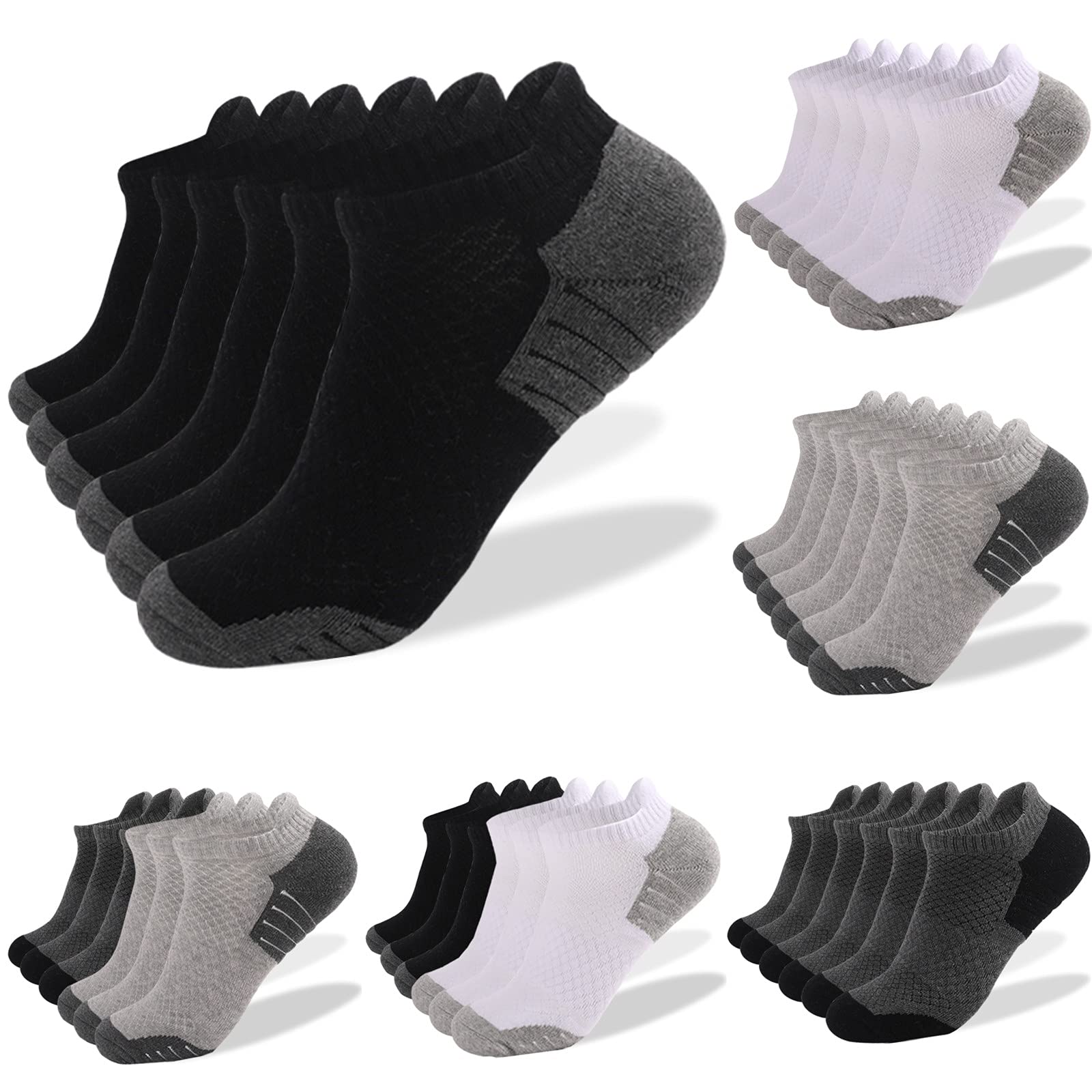 Women's & Men's Low-Cut Cushioned Running Socks - 6 Pairs of Breathable Athletic Ankle Socks for Jogging, Gym & Everyday Comfort