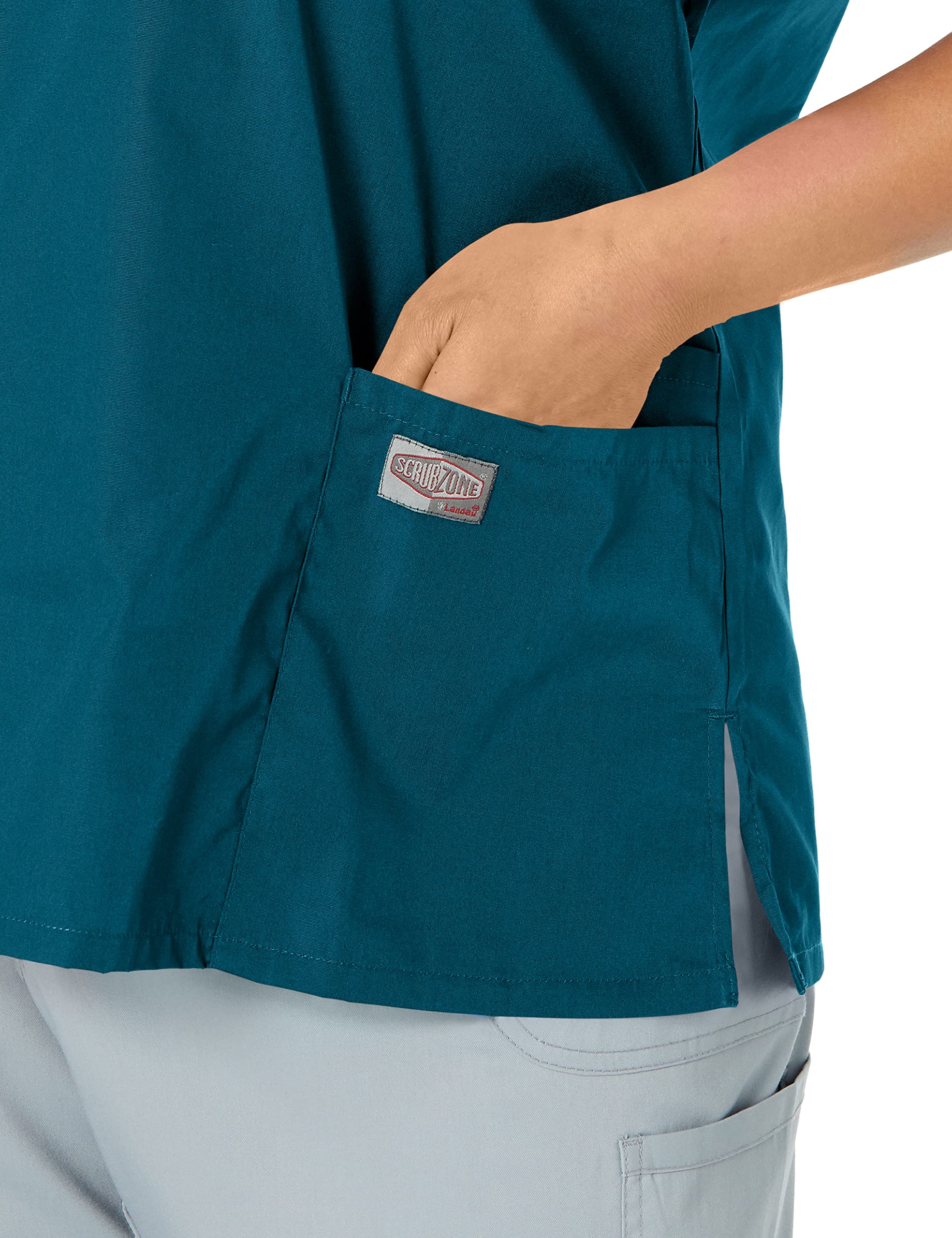 Landau Scrub Zone Relaxed Fit 2-Pocket V-Neck Scrub Top for Women 70221 - Comfortable Medical Uniform for Nurses & Healthcare Professionals - Perfect for Hospitals, Clinics & Long Shifts