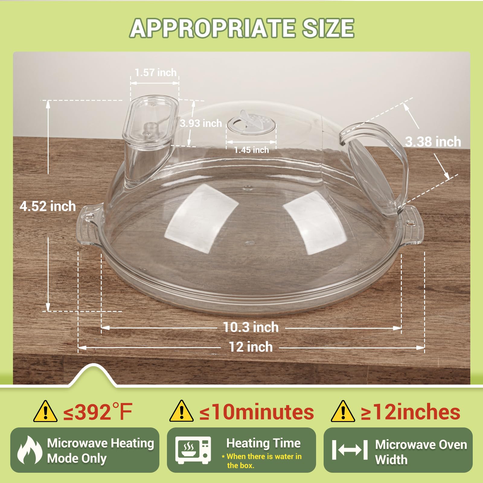 WENWELL 10-Inch BPA-Free Clear Plastic Microwave Cover with Water Steamer & Tray - Splatter Guard for Food Protection, Dish Bowl Plate Serving Lid with Handle - Perfect for Reheating, Steaming & Keeping Food Fresh