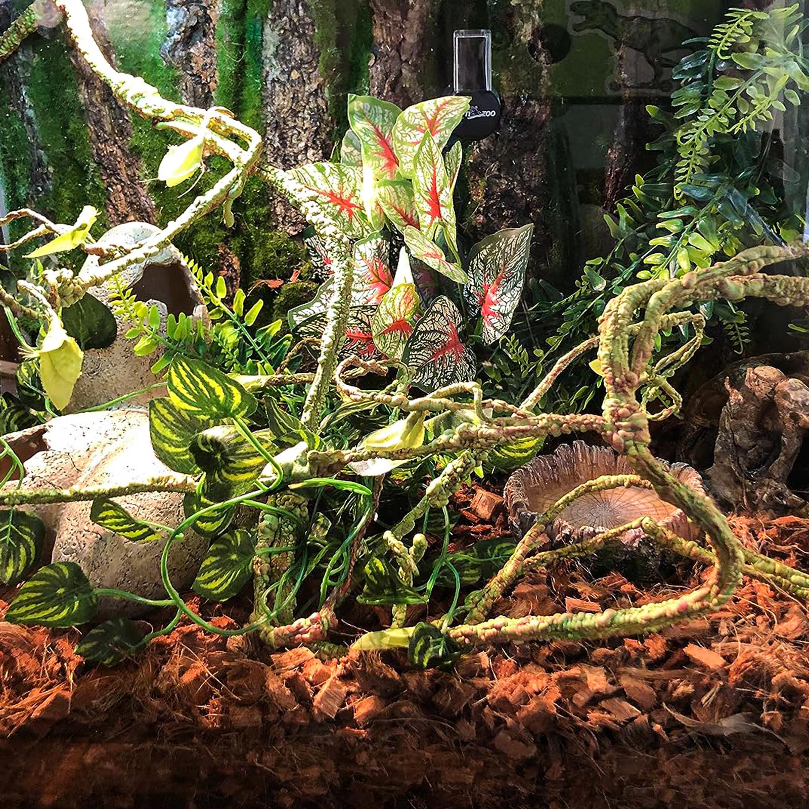 HERCOCCI Artificial Reptile Plants - Terrarium Hanging Vines & Climbing Plants for Leopard Gecko, Bearded Dragon, Snake & Chameleon Habitats - Natural-Looking Tank Decor & Hide Accessories - Perfect for Jungle-Themed Vivariums & Reptile Enclosures