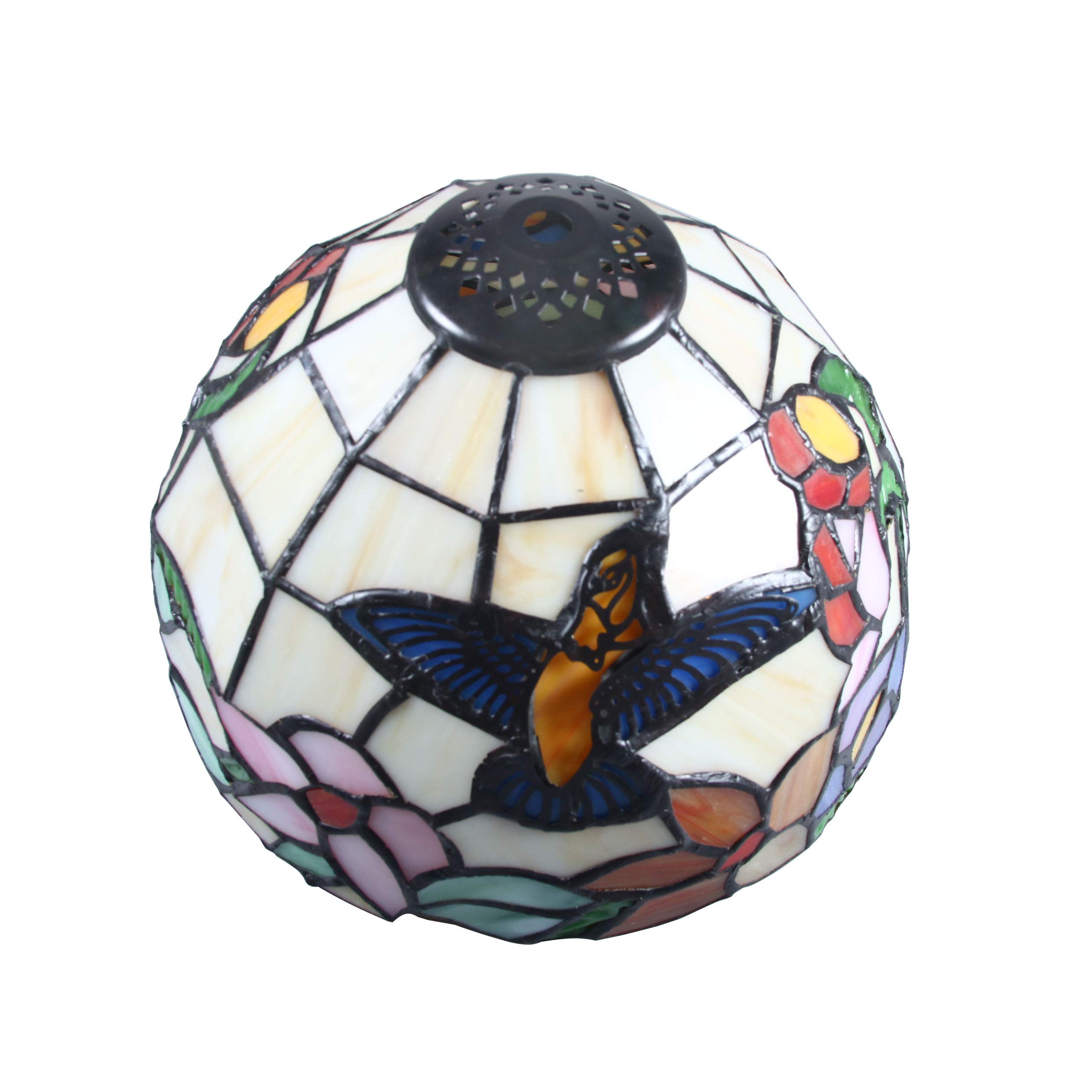 Tiffany Style Table Lamp Shade - Handcrafted Stained Glass Mediterranean Design for Bedroom, Dining Room & Living Room Decor - Perfect for Home, Office & Gift Giving