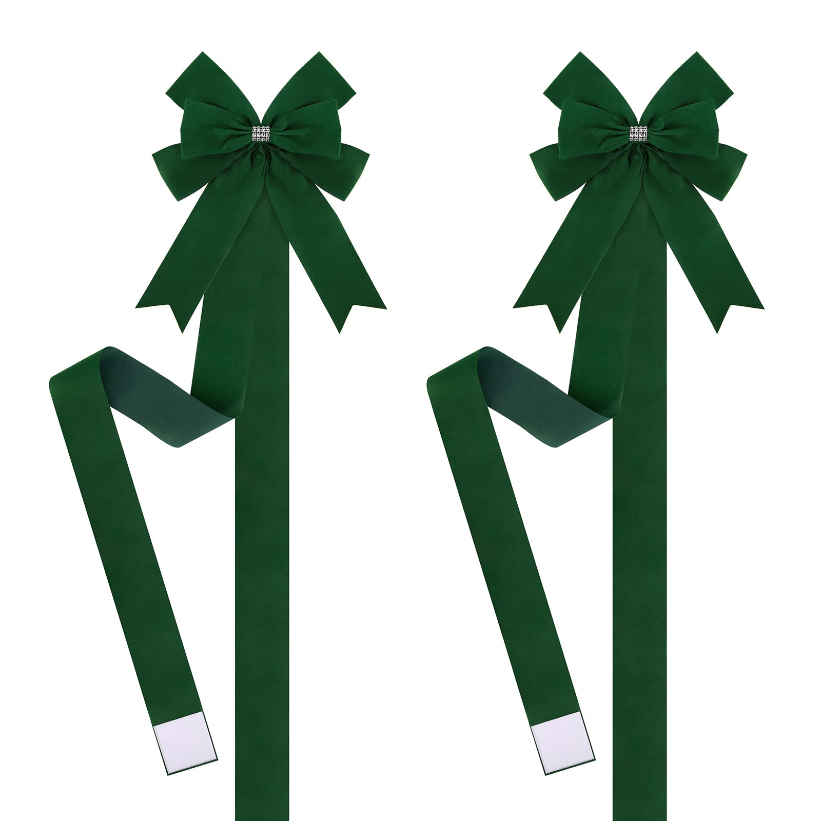 6 Pack Large Green Velvet Ribbon Bows for Cabinet Doors - Holiday Decor for Thanksgiving, Fall, Halloween & Christmas - Perfect for Home, Party & Gift Wrapping Decorations