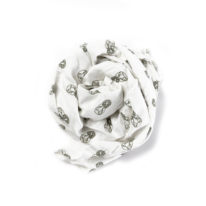 Green Tiki Pēpi Wrap | Baby & Kids Organic Cotton Swaddle Blanket | Perfect for Newborns, Infant Naps & Breastfeeding