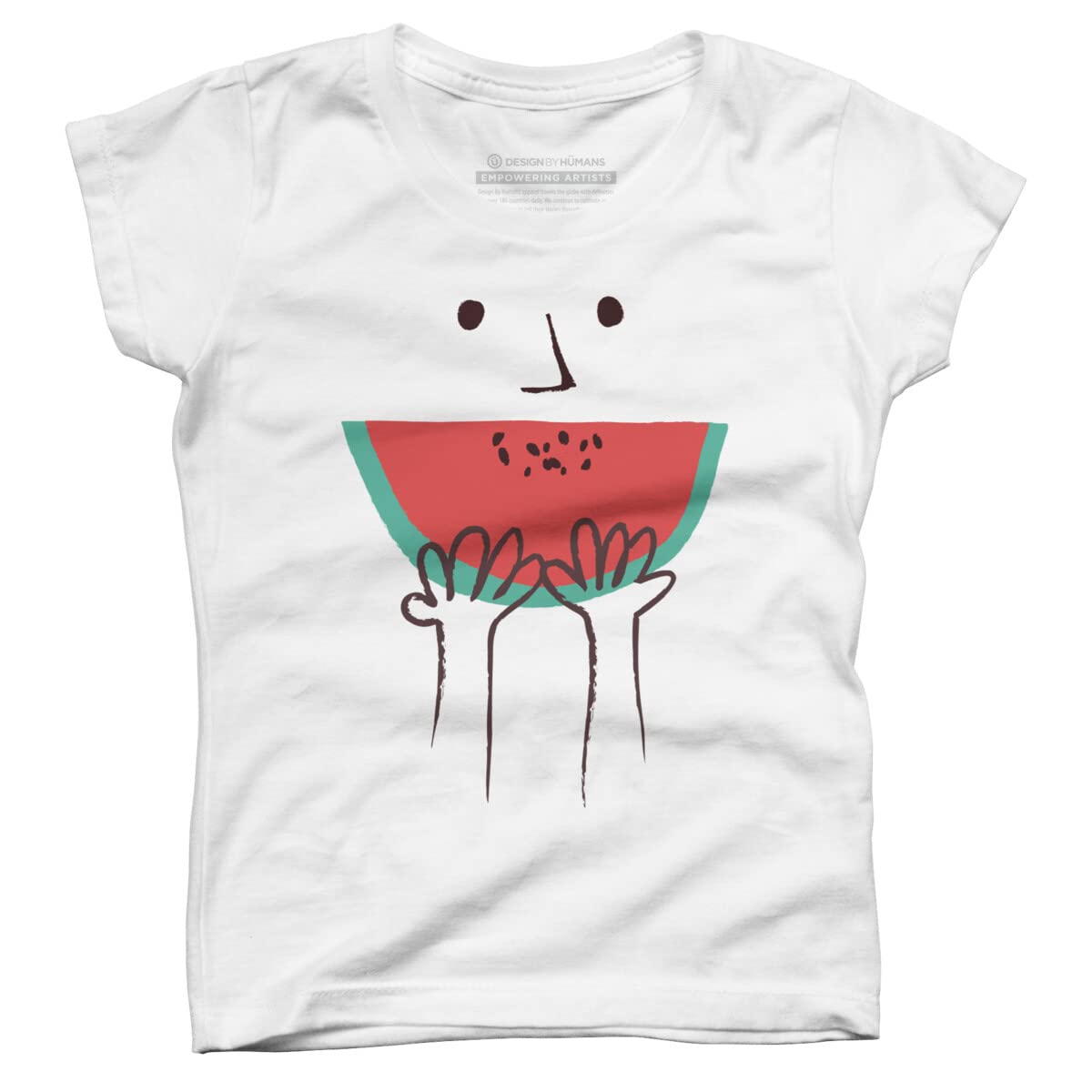 Design By Humans Girl's Summer Smile Graphic Tee - Cute Cartoon T-Shirt for Women & Teens - Perfect for Casual Wear, Beach Outings & Summer Fashion
