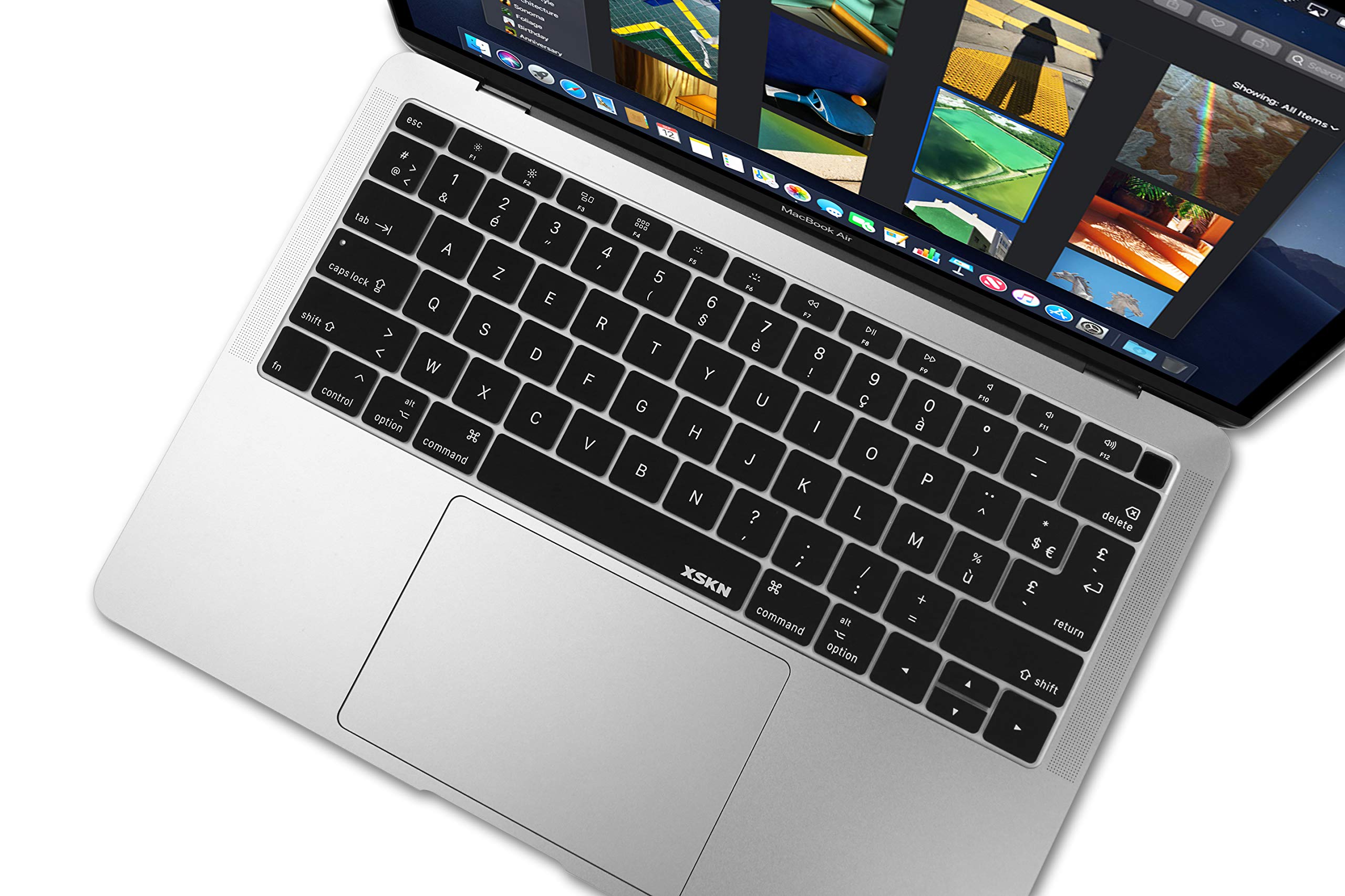 French Language Silicone Keyboard Cover for MacBook Air 13.3-inch (2018 Release, Model A1932) - US & EU Layout, Touch ID Compatible, Black - Perfect for Typing, Coding & Multilingual Work