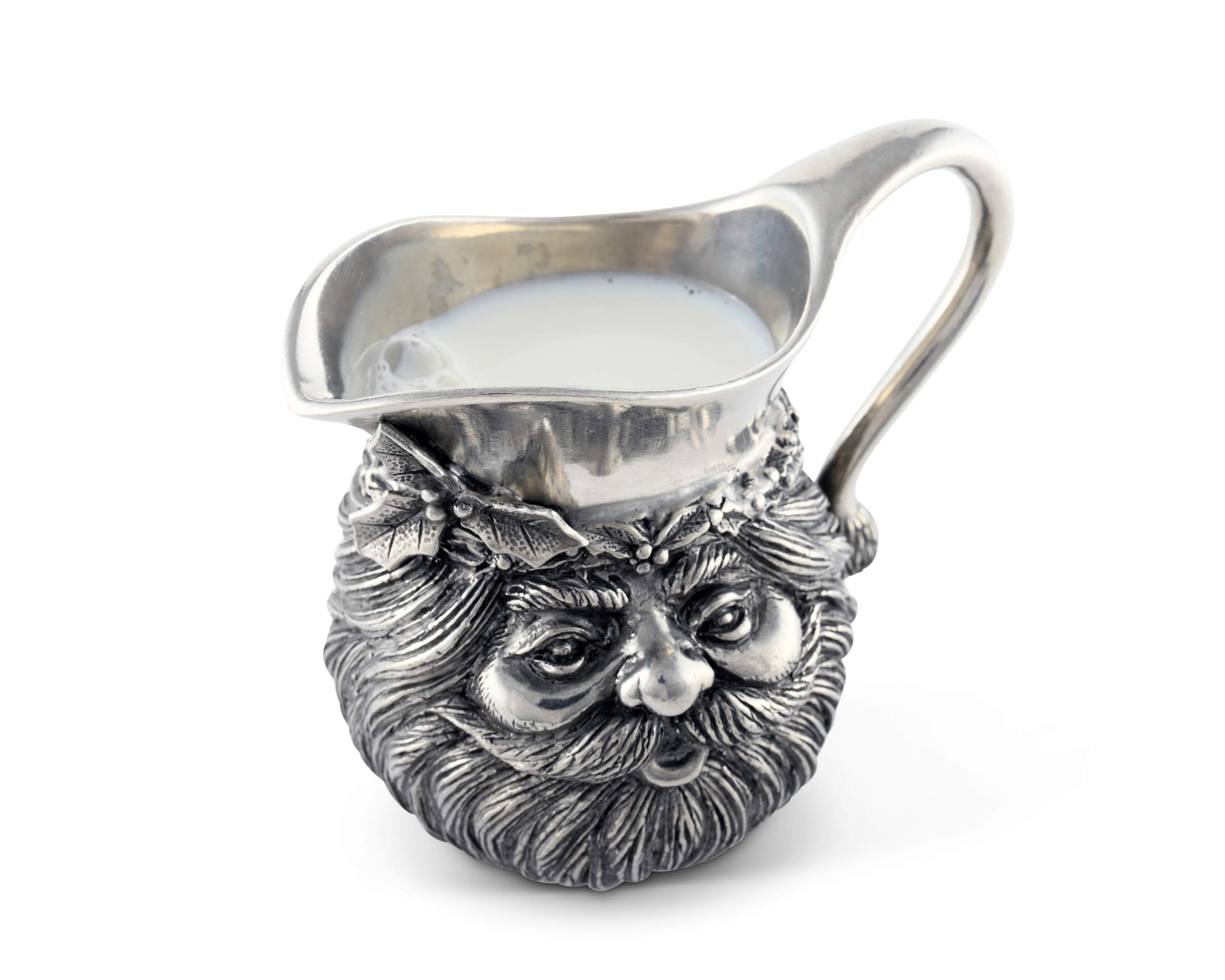 Vagabond House Pewter Santa Christmas Creamer & Milk Pitcher - 4 Inch Tall Holiday Decor for Coffee, Tea & Hot Chocolate - Perfect for Christmas Parties, Gift Giving & Festive Table Settings