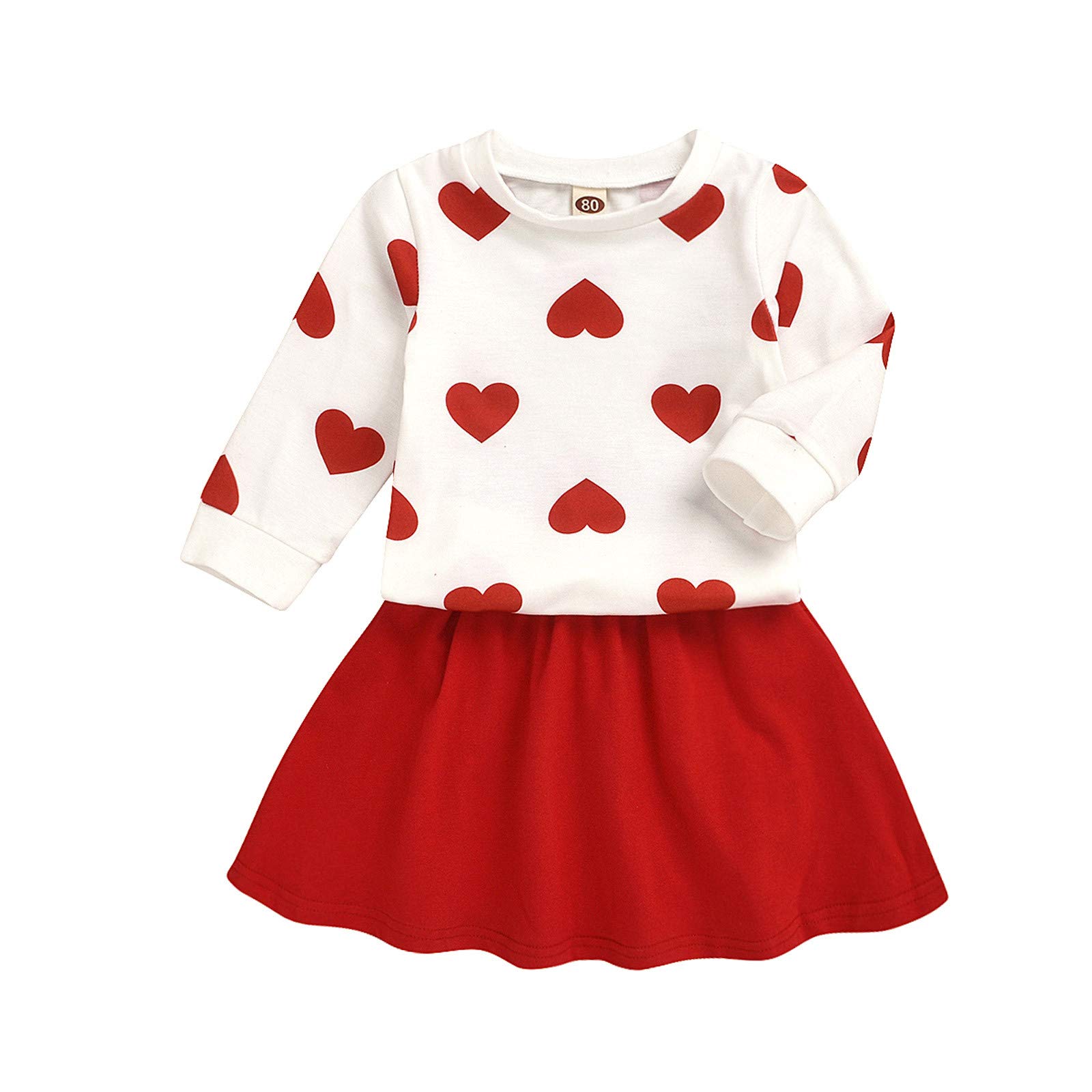 Valentine's Day Baby Girl Outfit Set - Cute Printed Toddler Skirt & Pullover Top | Perfect for Holiday Photos, Birthday Parties & Special Occasions