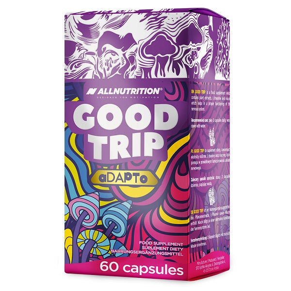 Allnutrition Good Trip Adaptogenic Mushroom Supplement - 60 Capsules for Stress Relief & Immune Support - Perfect for Travel, Work & Daily Wellness
