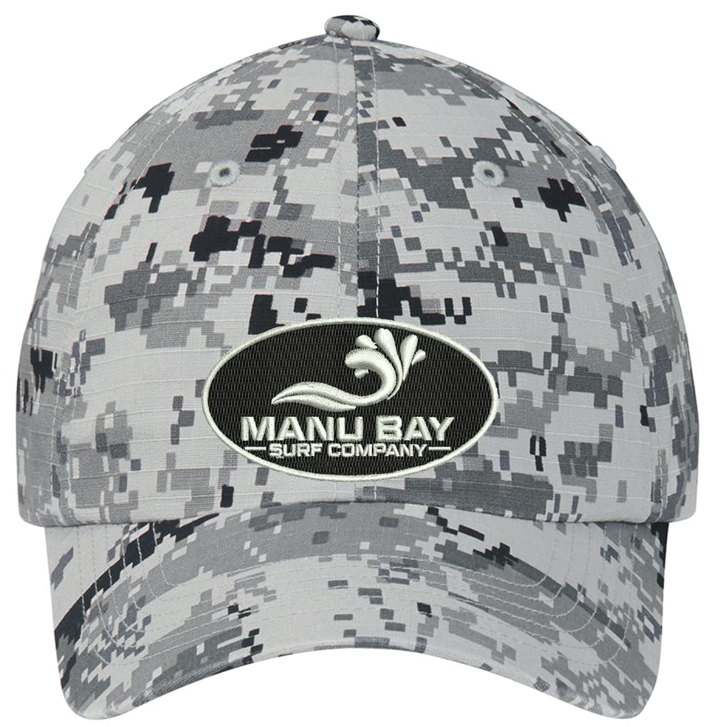 Manu Bay Surf Company Logo Digital Camo Adjustable Baseball Cap for Men & Women - Perfect for Surfing, Fishing, Hiking & Outdoor Activities