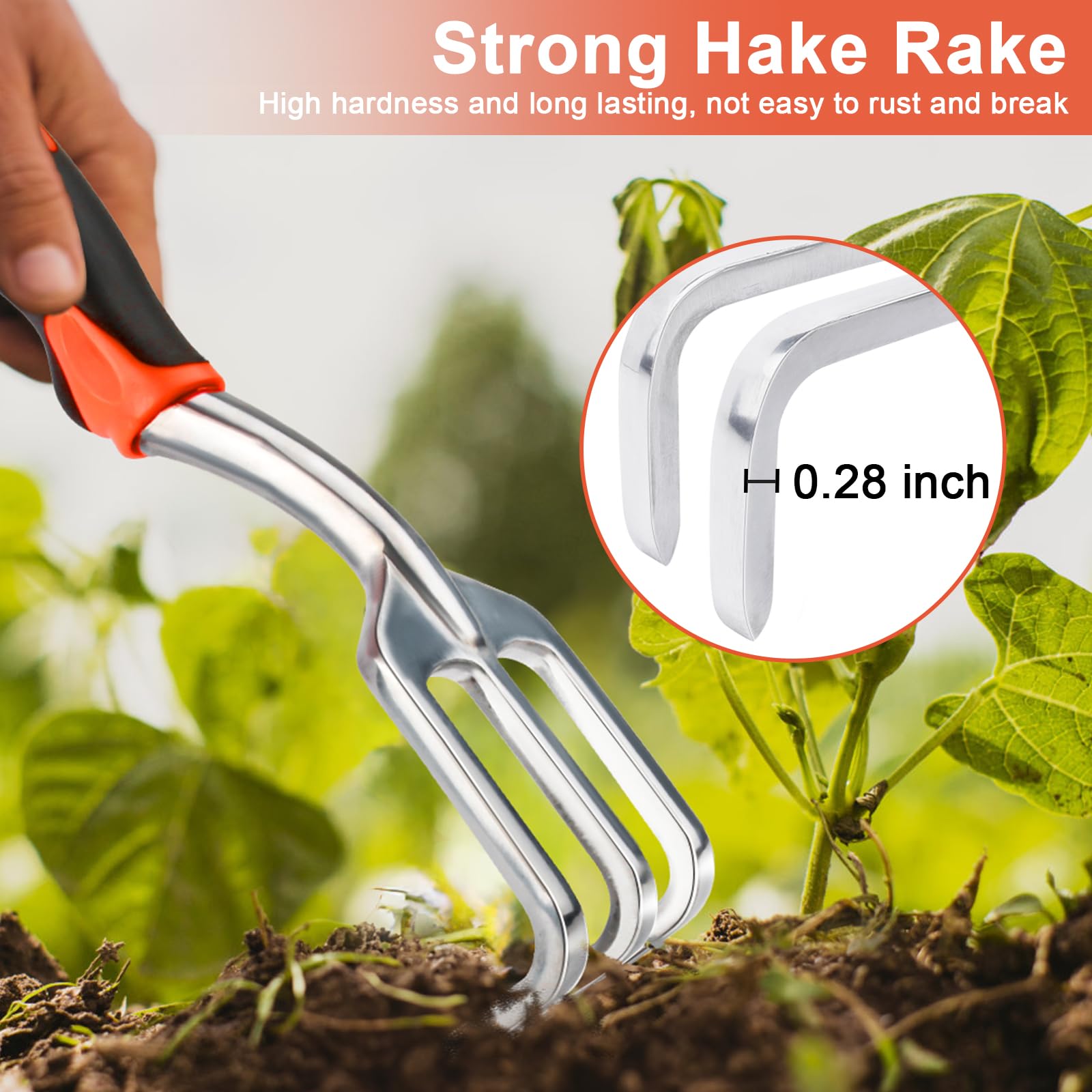 Heavy Duty Hand Rake Garden Tool - Ergonomic Handle Cultivator for Weeding, Loosening Soil & Gardening | Perfect for Small Gardens, Flower Beds & Vegetable Patches