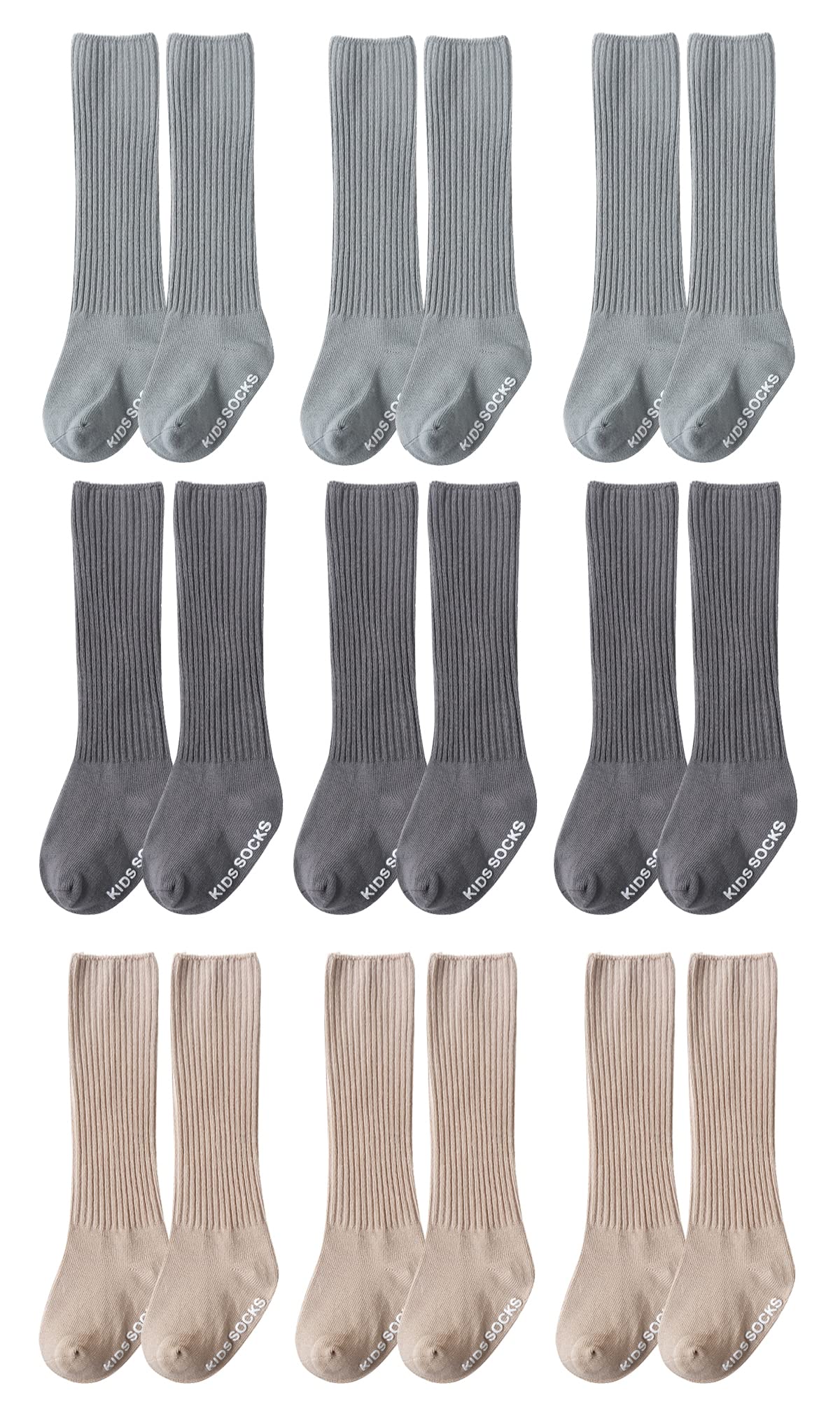 Non-Slip Baby Knee High Cotton Socks for Toddlers & Infants - Soft Unisex Tube Socks with Grip Soles - Perfect for Crawling, Playtime & Everyday Wear