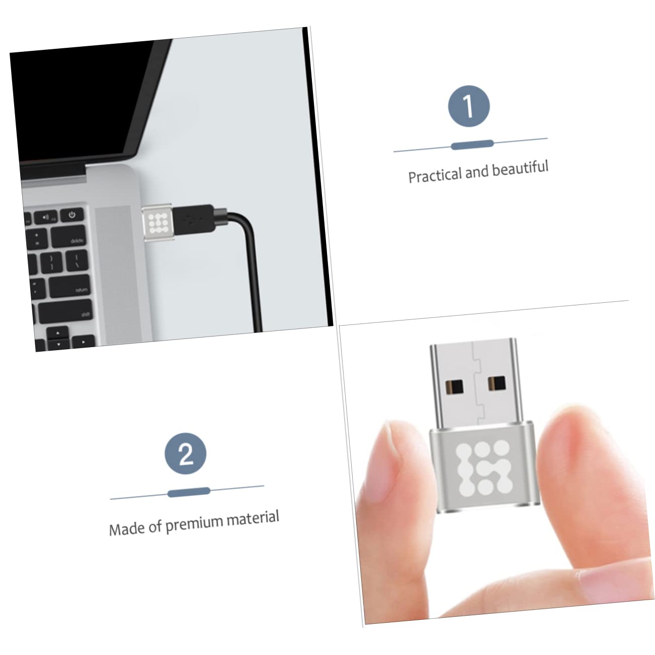 Hemobllo 3-Pack USB C to USB Adapter, Aluminum Alloy USB-C to USB 2.0 Converter for Charging, Data Transfer - Compatible with Laptop, Phone, Tablet, Power Bank & More