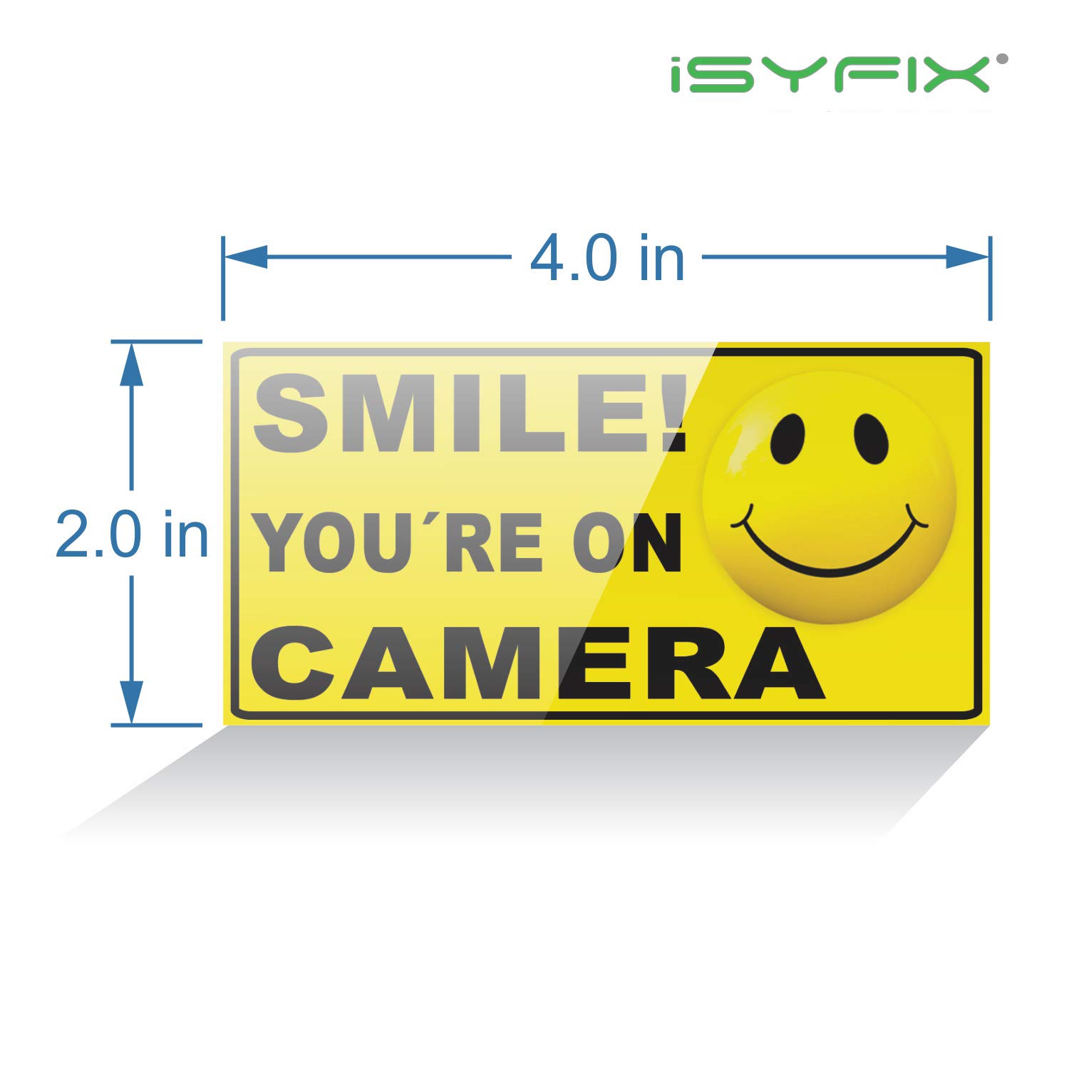 iSYFIX Smile You're On Camera Reflective Security Stickers - 6 Pack (4x2 Inch) - UV, Weather & Scratch Resistant - Durable Home & Business CCTV Warning Signs for Enhanced Security (Perfect for Doors, Windows & Driveways)