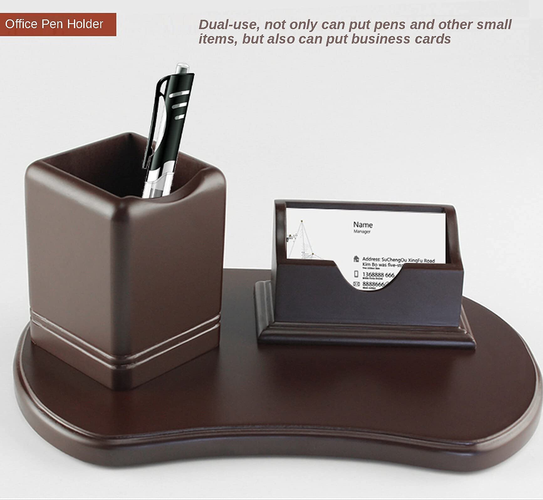 Premium Wooden Pen Holder & Business Card Holder - Large Capacity Modern Minimalist Office Desk Organizer - Elegant Light Luxury Gift for Professionals & Home Office Use (Perfect for Desk Organization & Corporate Gifting)