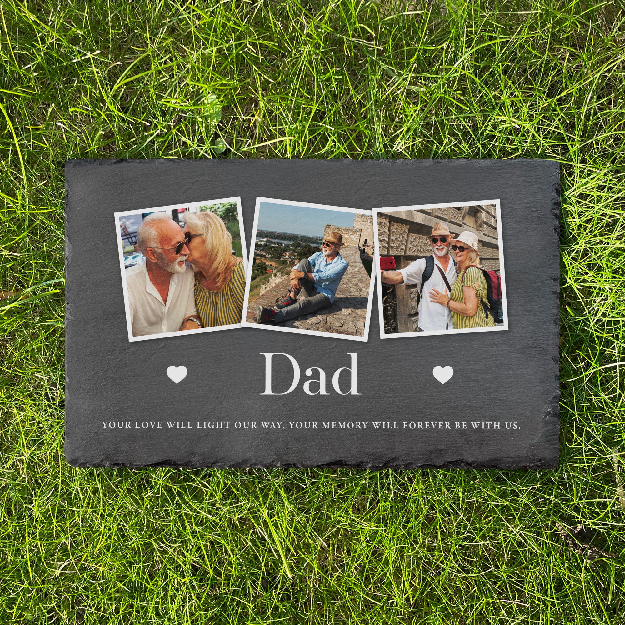 Personalized Photo Memorial Slate Grave Marker - 30 x 20cm Engraved Headstone for Loved Ones - Perfect for Cemetery, Garden, or Home Memorial Display