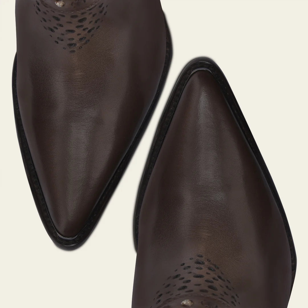 4I18RS Women's Brown Western Cowgirl Ankle Boots - Genuine Cowhide Leather for Comfort & Style - Perfect for Rodeo, Country Dancing & Casual Wear
