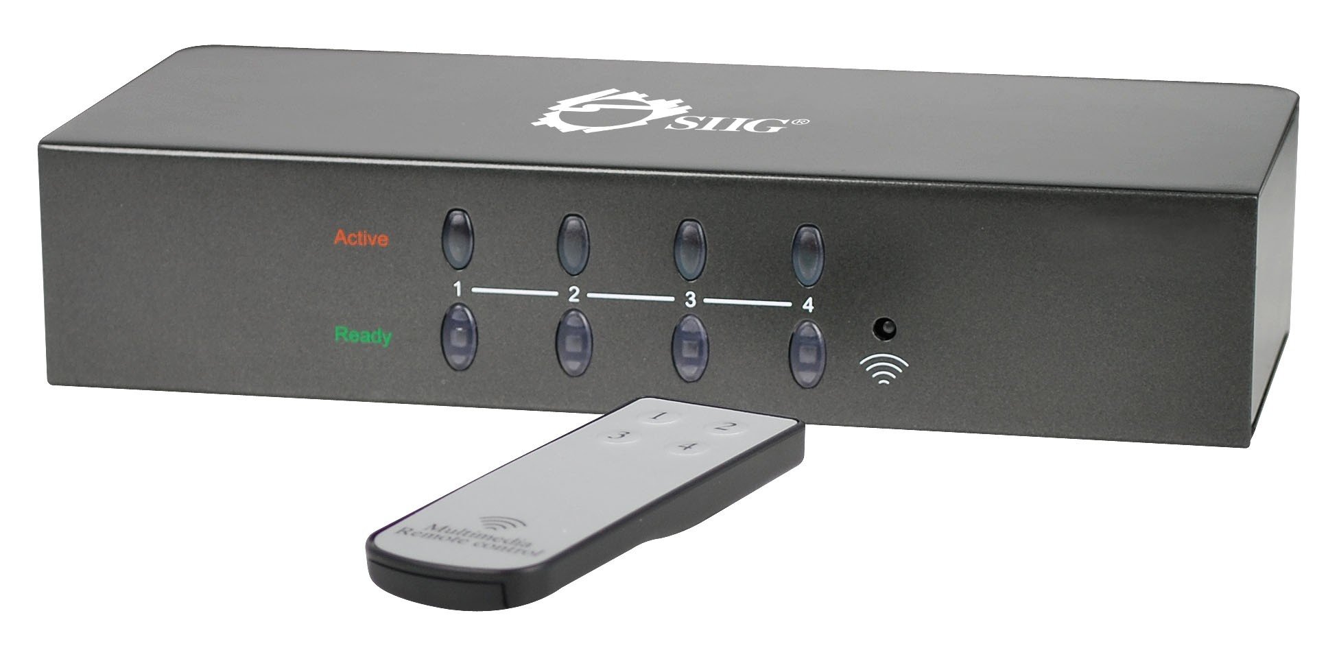 SIIG 4x1 VGA and Audio Switch with IR Remote Control - 4-Port KVM Switch for Multiple Computers, Monitors & Speakers - Perfect for Home Office, Gaming Setup & Conference Room AV Systems