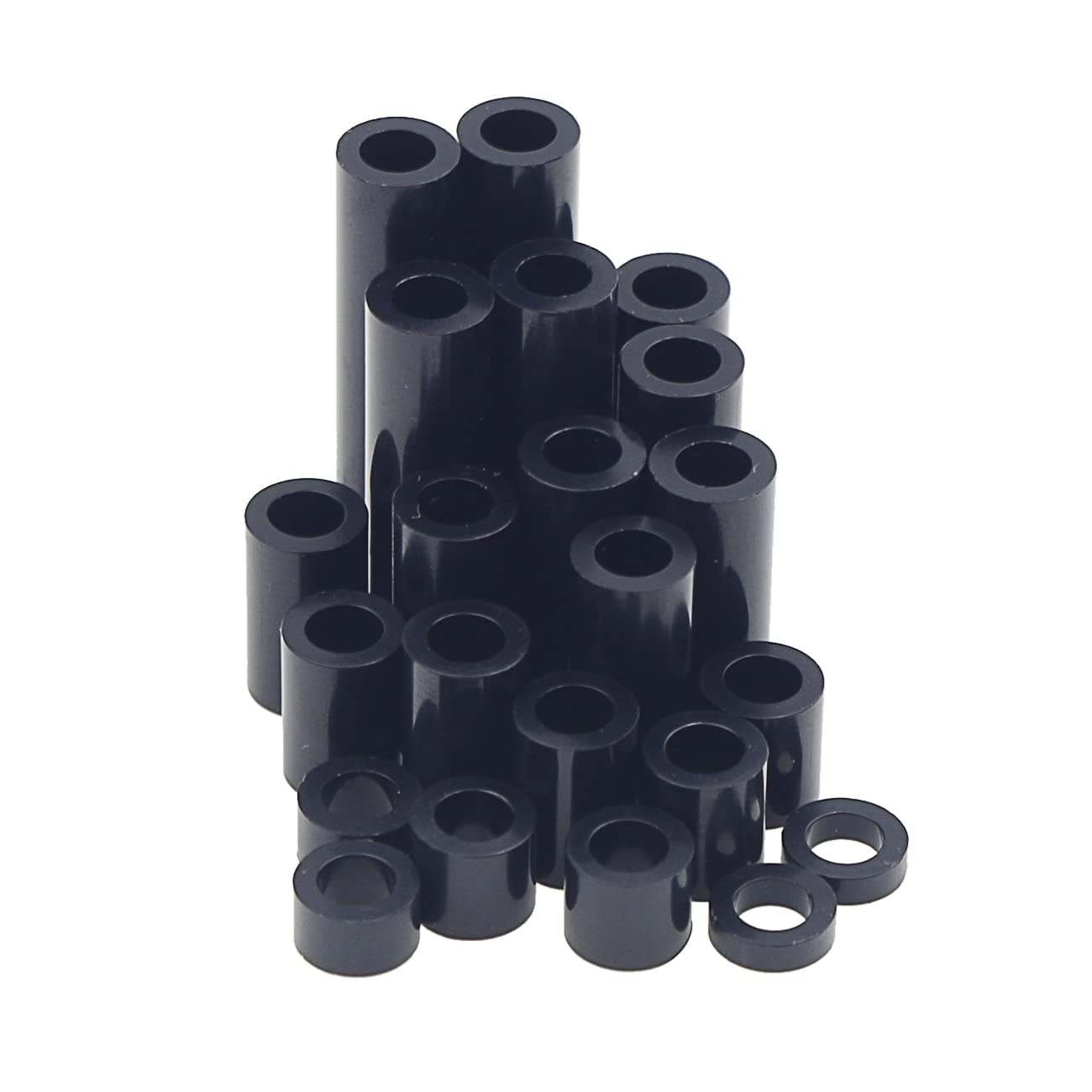 Metric OD 7mm ID 4.2mm Plastic Unthreaded Spacers (2mm-30mm) Assortment Kit for M4 Screws - Black Round Spacers & Clearance Spacers for DIY Projects, Electronics, and Machinery Assembly