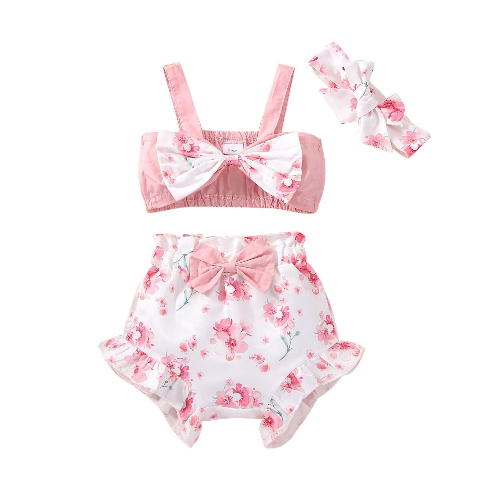 Baby Girl Sleeveless Bowknot Vest Top & Floral Shorts Set - Cute Summer Outfit for Infants | Perfect for Playdates, Beach Trips & Photo Shoots